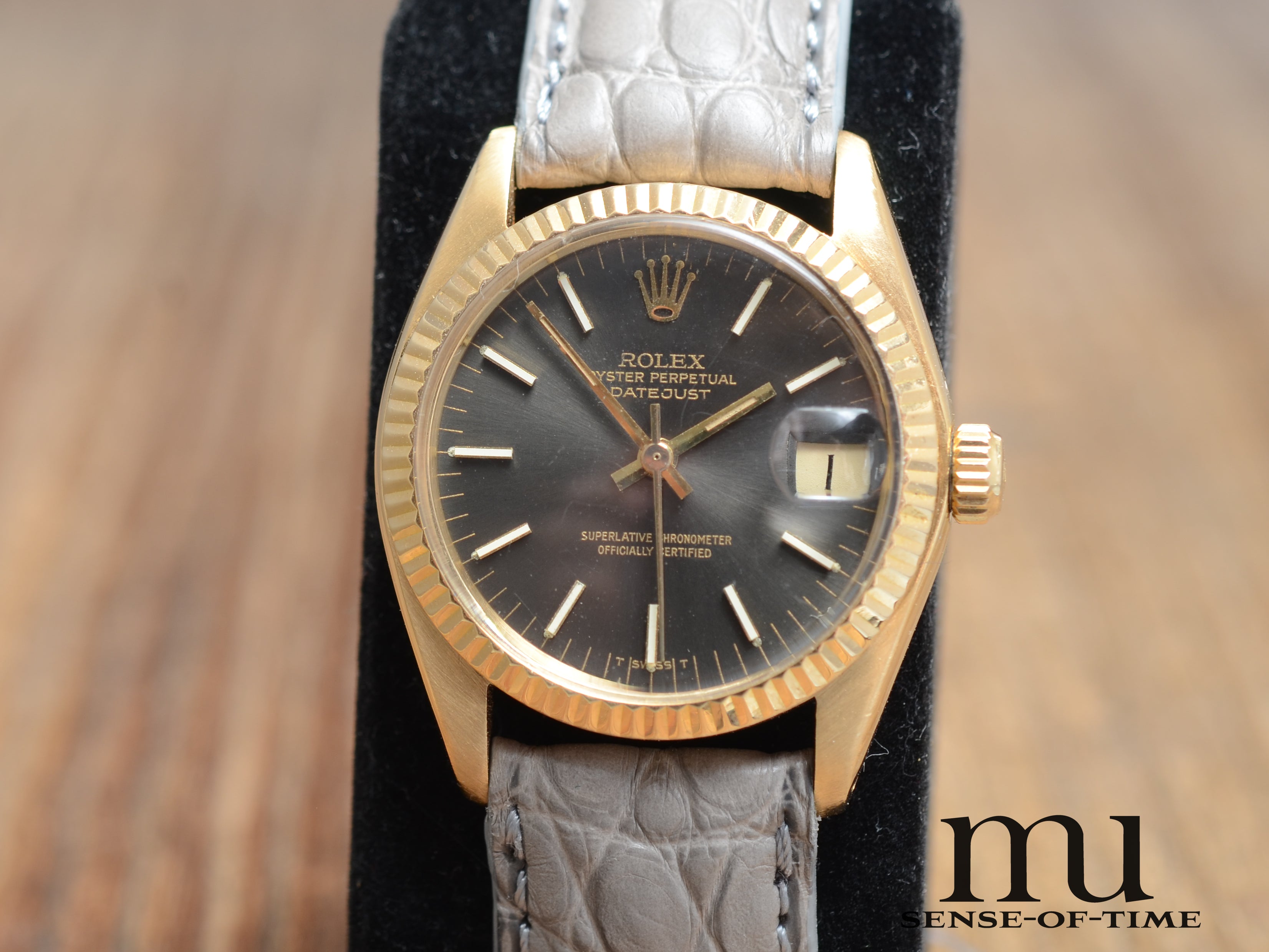 Rolex Datejust Lady 18kt Gold, graues Zifferblatt, 31mm, Ref.: 6824