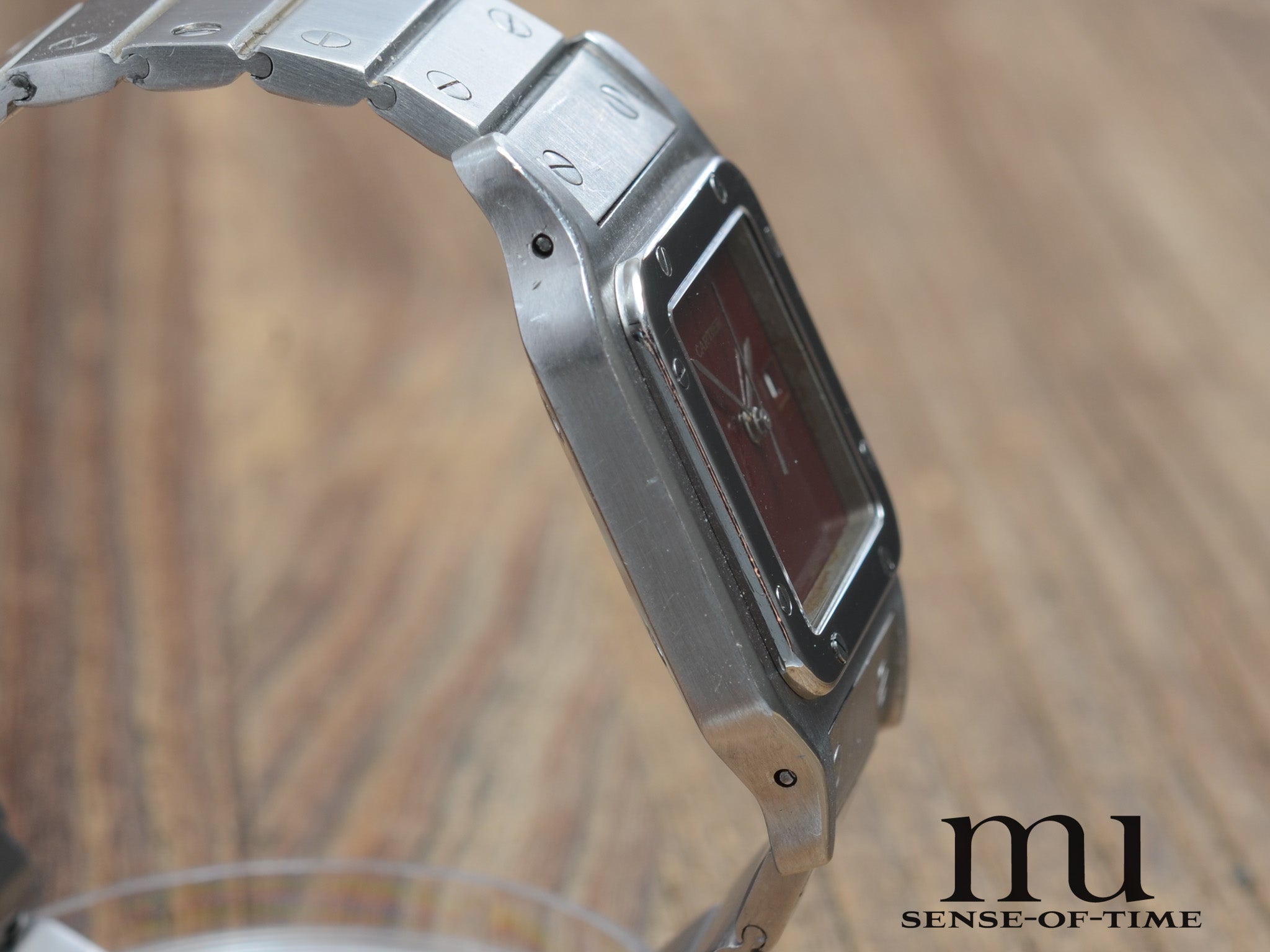 Cartier Santos Burgundi-Dial Automatik Stahl Medium, Ref.: 2960