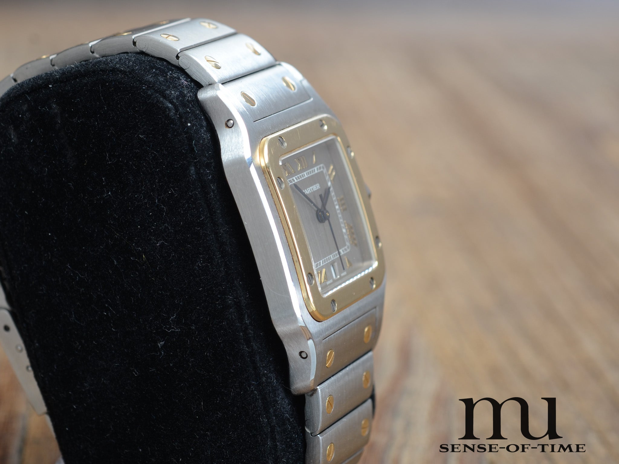 Cartier Santos Slate-Dial Stahl-Gold Medium, Ref.: 187901