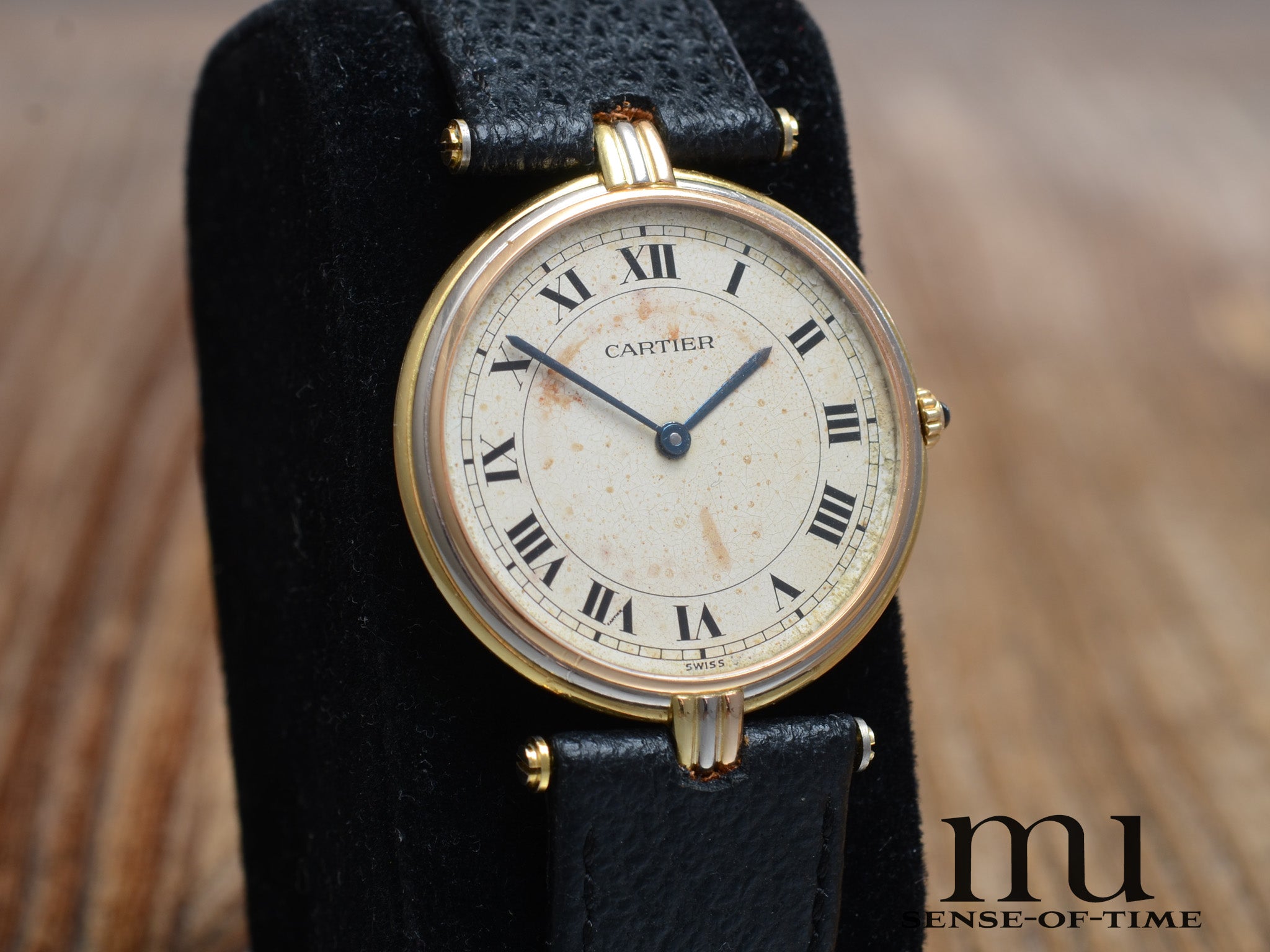 Cartier Vendome Trinity 18kt Gold, Patina Dial, Ref.: 81003