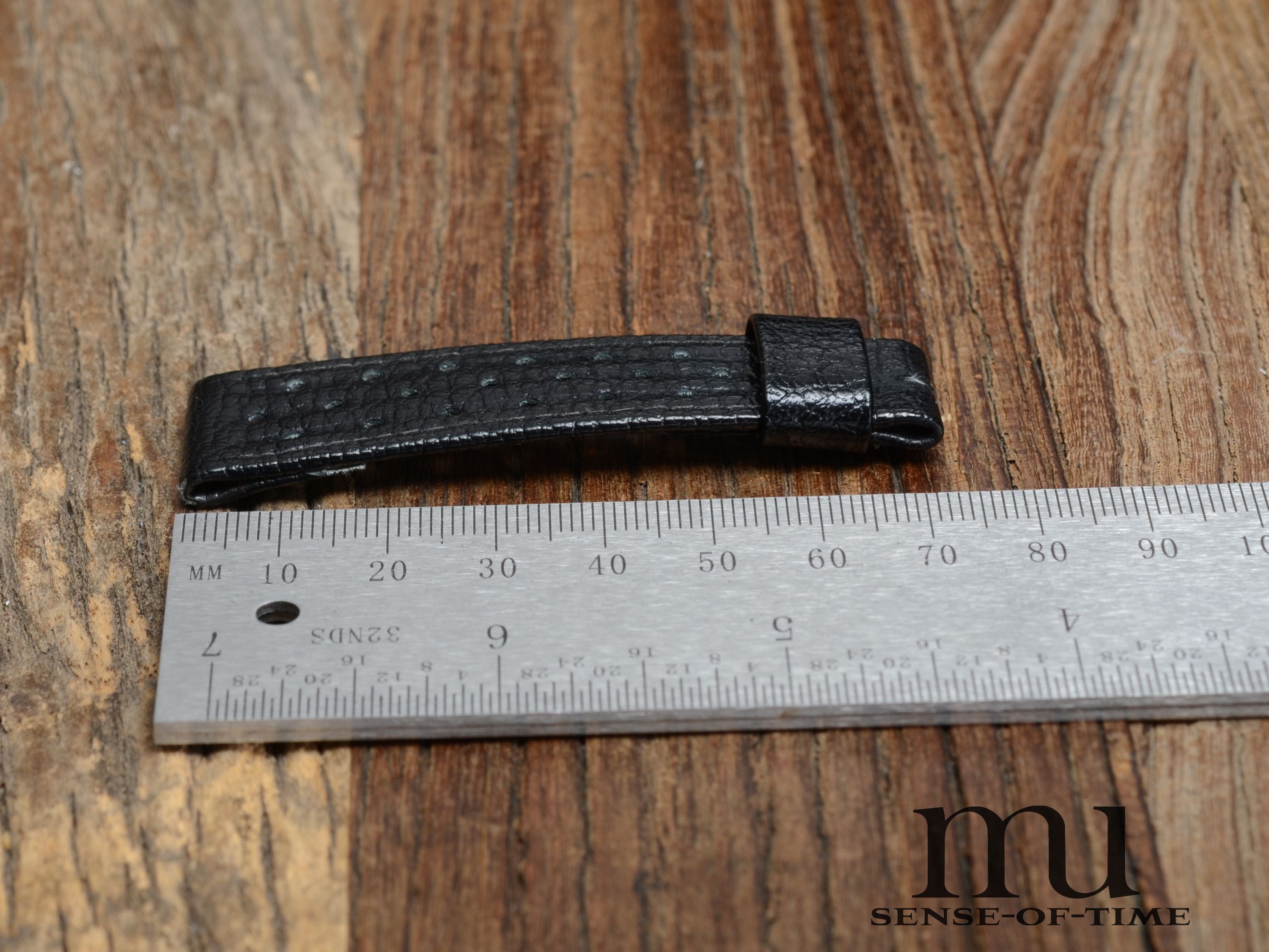 Zubehör: Omega Racing-Lederband, Vintage 19mm schwarz, NOS