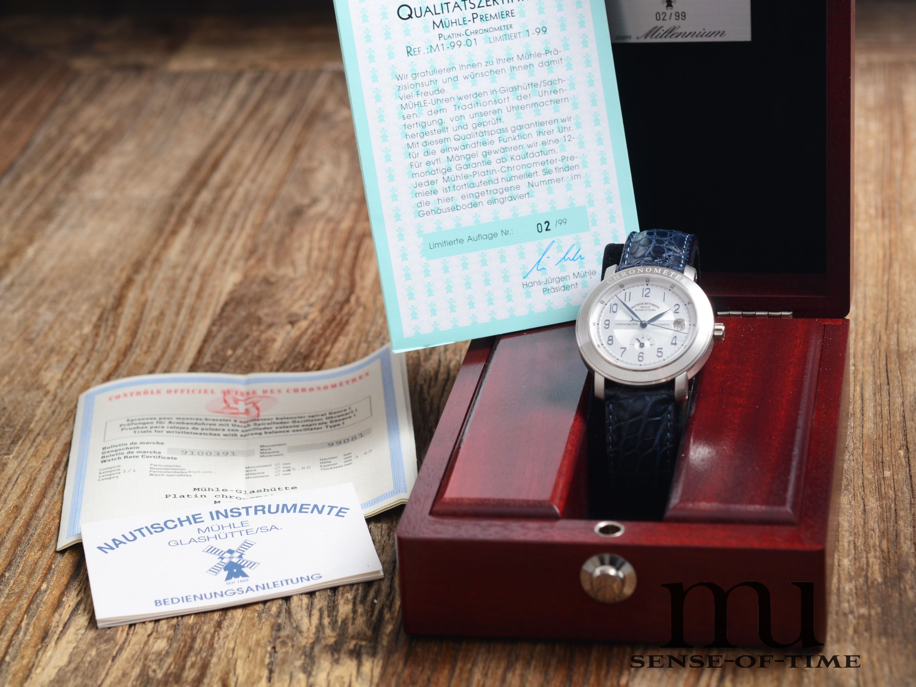 Mühle Millennium Set 2/99 bestehend aus 9 Uhren (1x davon Platin ), Limited Edition, NOS