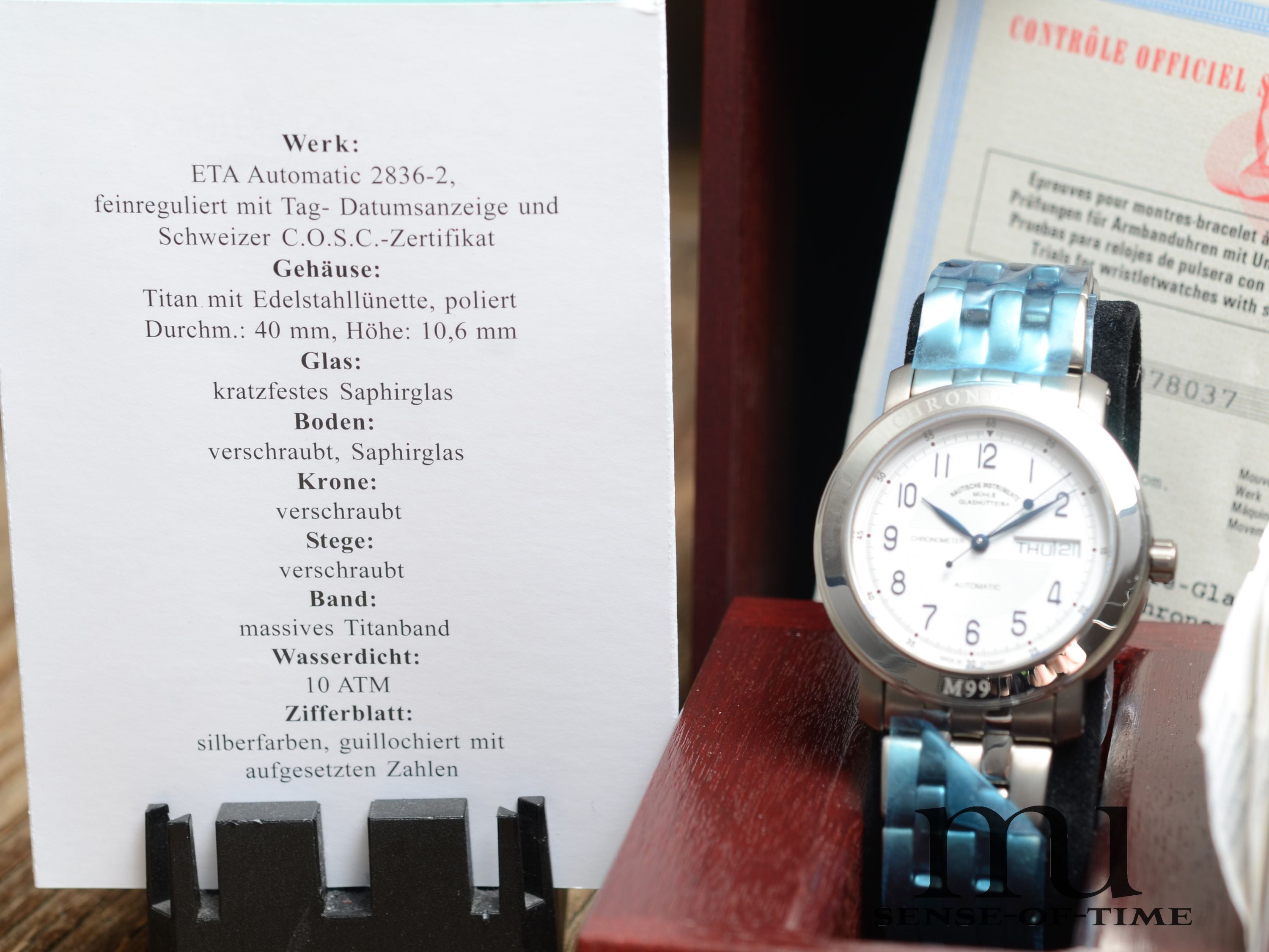 Mühle Millennium Set 2/99 bestehend aus 9 Uhren (1x davon Platin ), Limited Edition, NOS