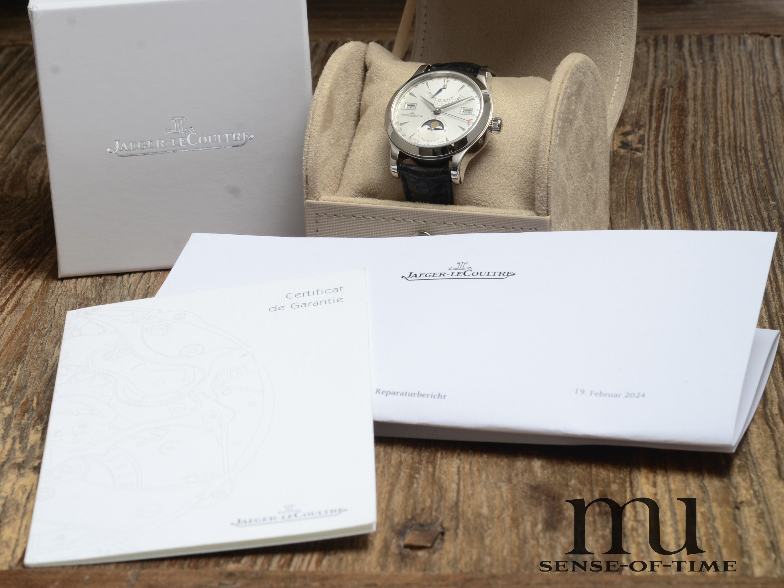 Jaeger leCoultre Master Calendar Gangreserve, Sichtboden, JLC-Service, Ref: 147.8.41.S