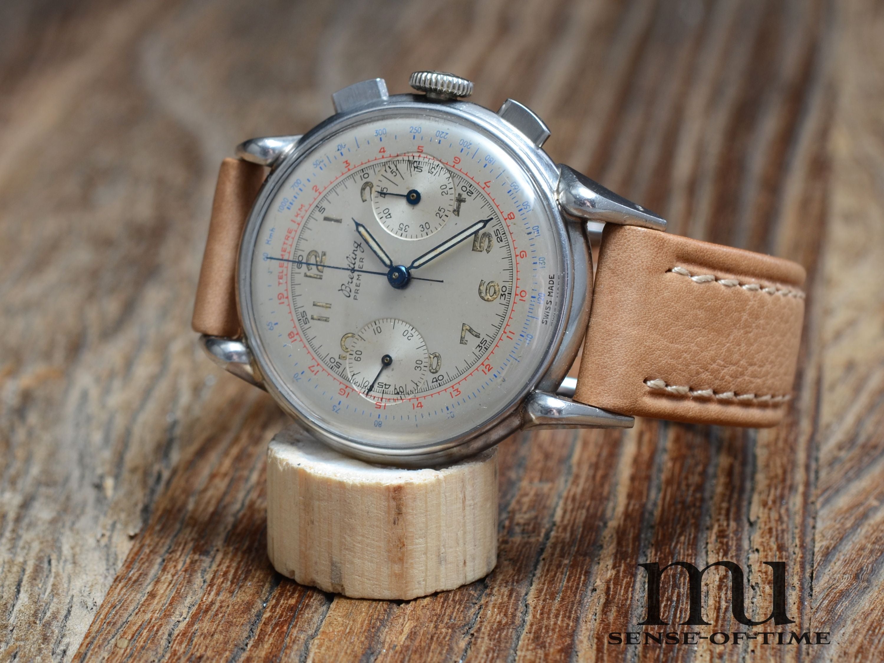 Breitling Premier Vintage Telemeter Chronograph mit Fancy Lugs Venus 175, Ref.: 797