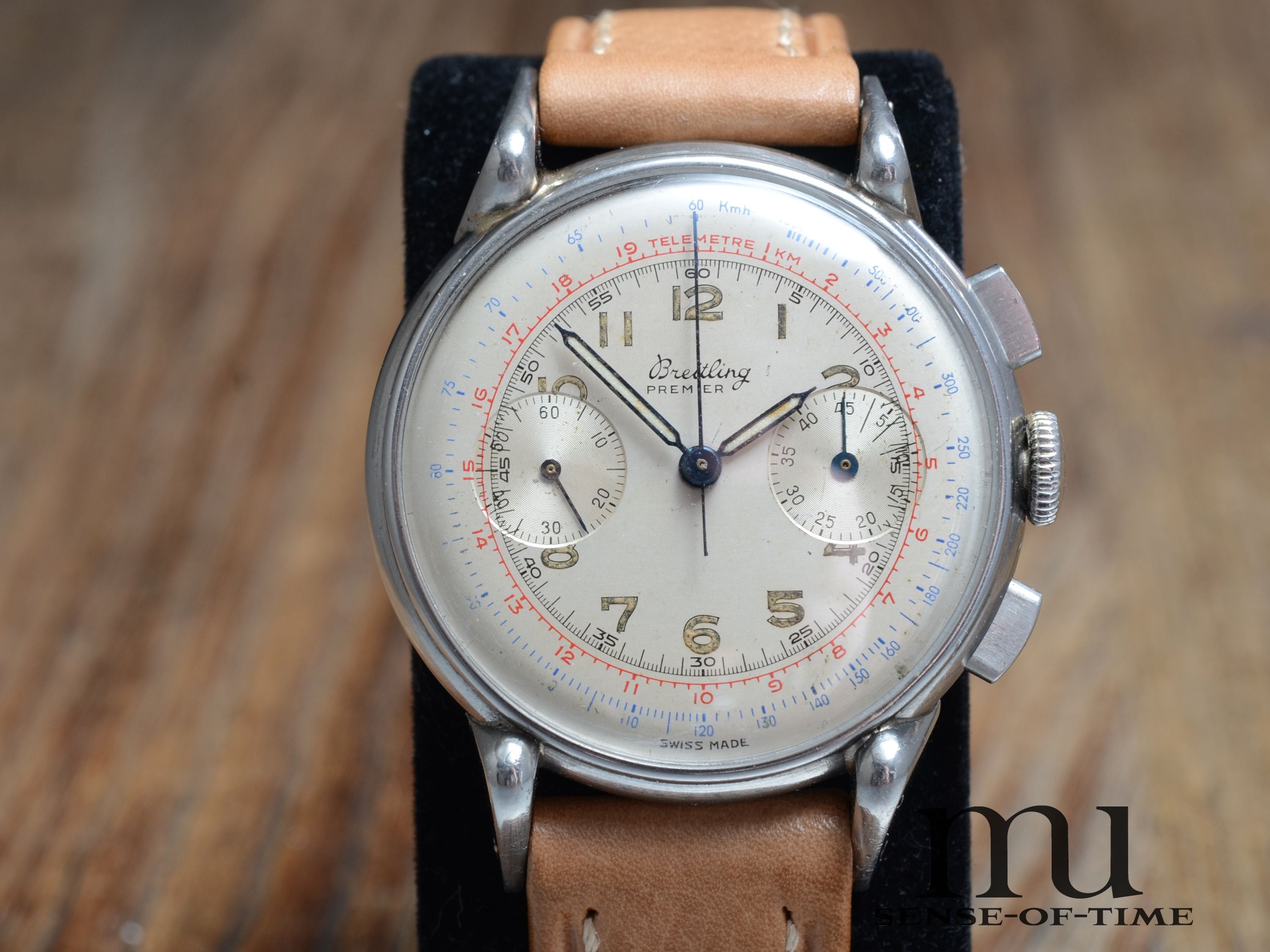 Breitling Premier Vintage Telemeter Chronograph mit Fancy Lugs Venus 175, Ref.: 797