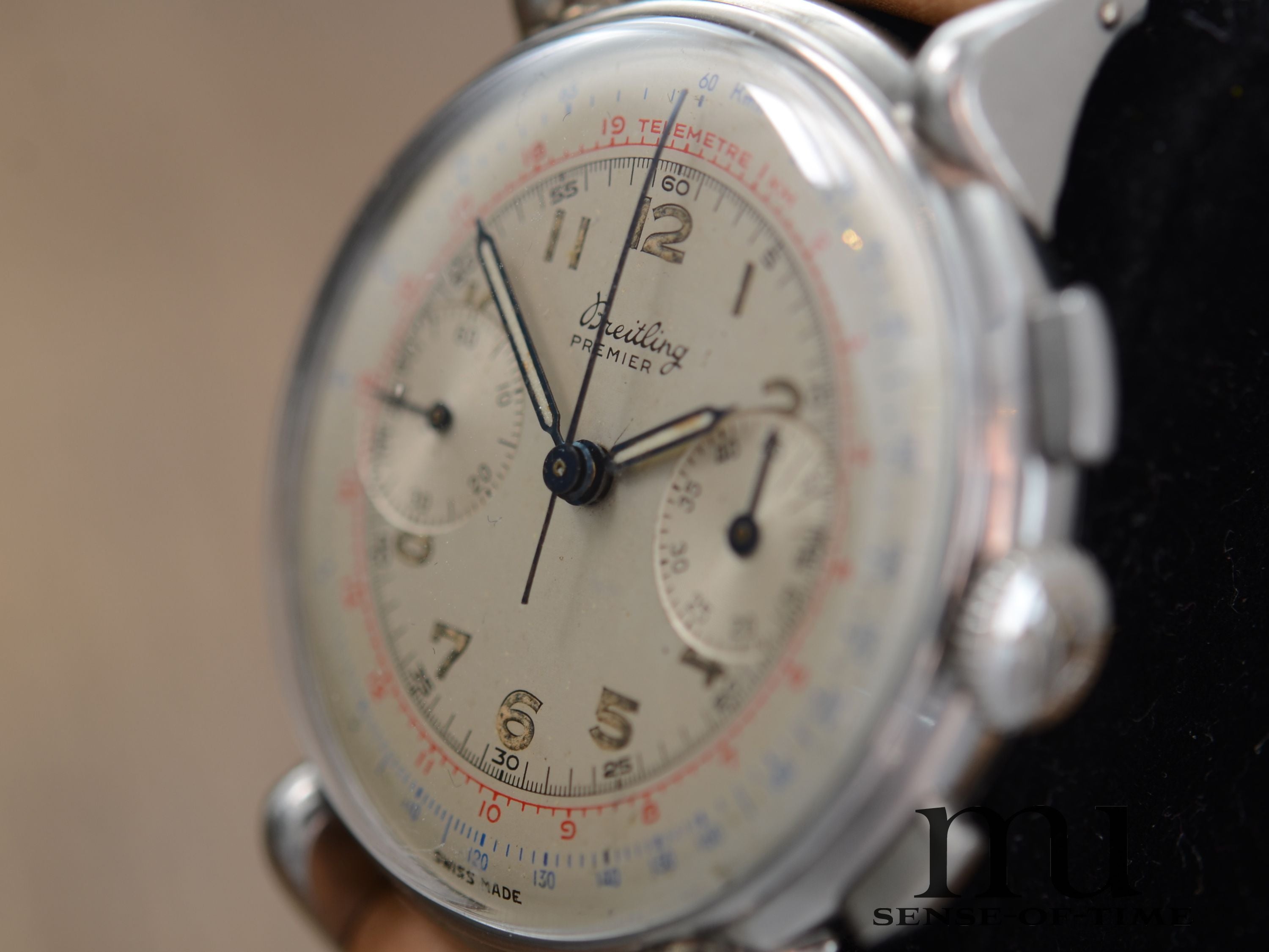 Breitling Premier Vintage Telemeter Chronograph mit Fancy Lugs Venus 175, Ref.: 797