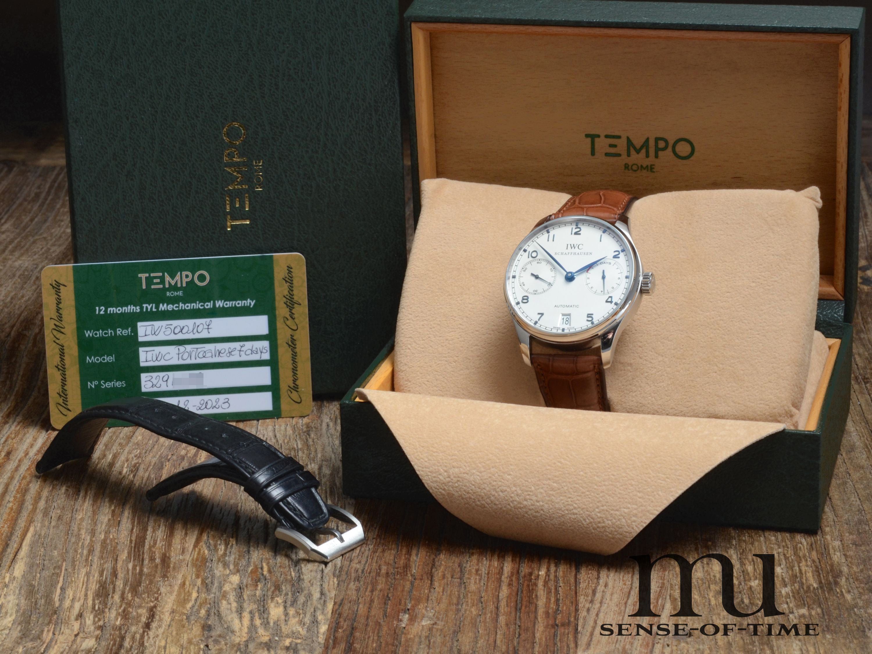 IWC Portugieser Automatik, 8 Tage, weißes Zifferblatt, 42mm, Ref.: IW5001-07