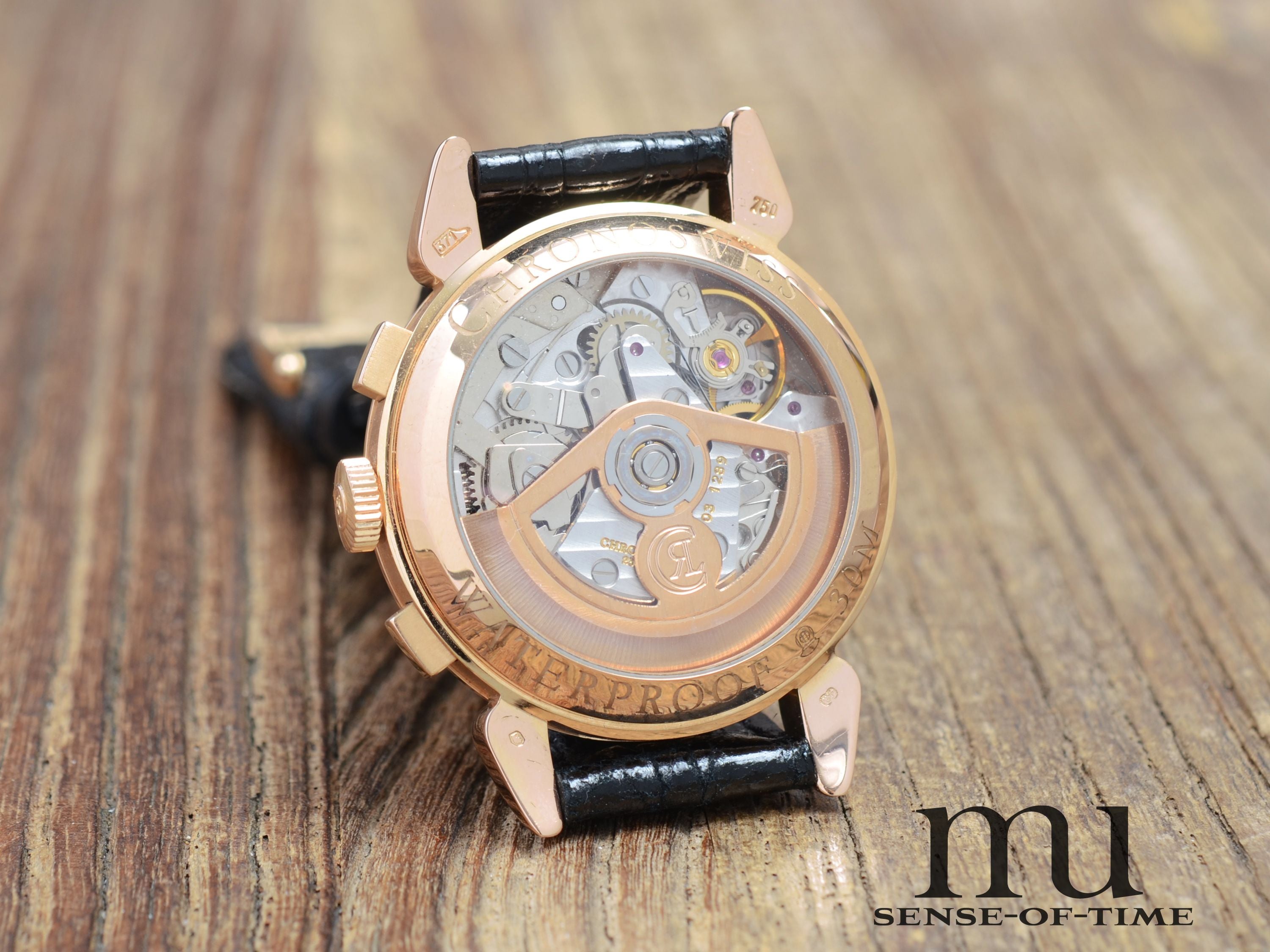 Chronoswiss 'Turtle' Klassik Chronograph, 18kt Gold, Glasboden, Ref.: CH 7401