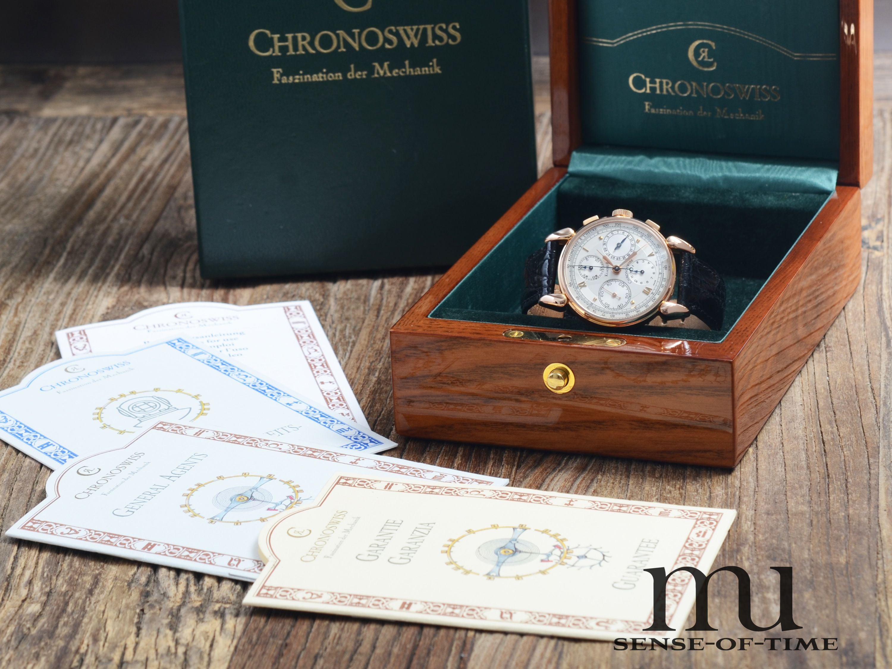 Chronoswiss 'Turtle' Klassik Chronograph, 18kt Gold, Glasboden, Ref.: CH 7401