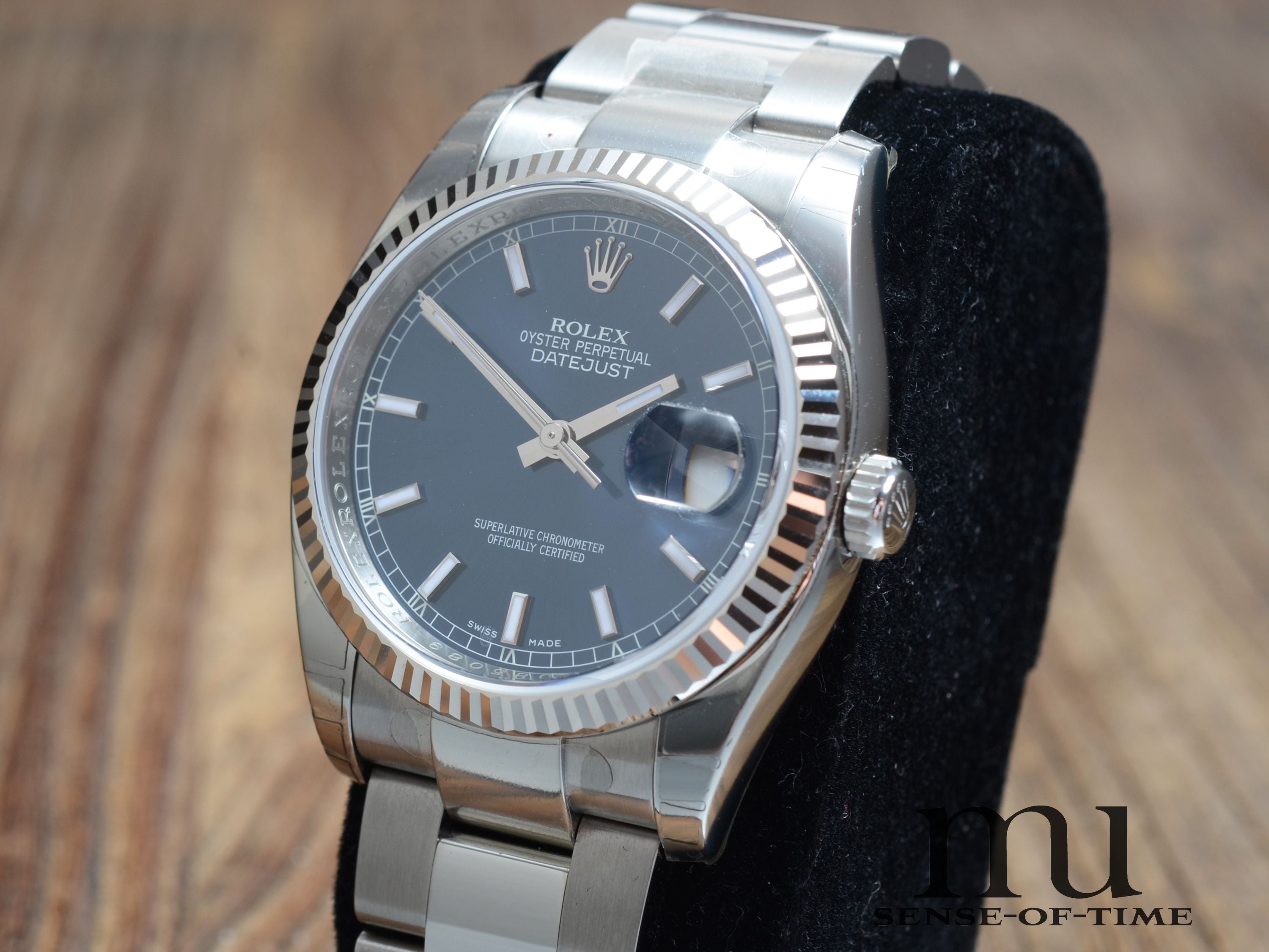 Rolex Datejust 36 Blaues Zifferblatt Oyster NOS Stickers, Ref.: 116234