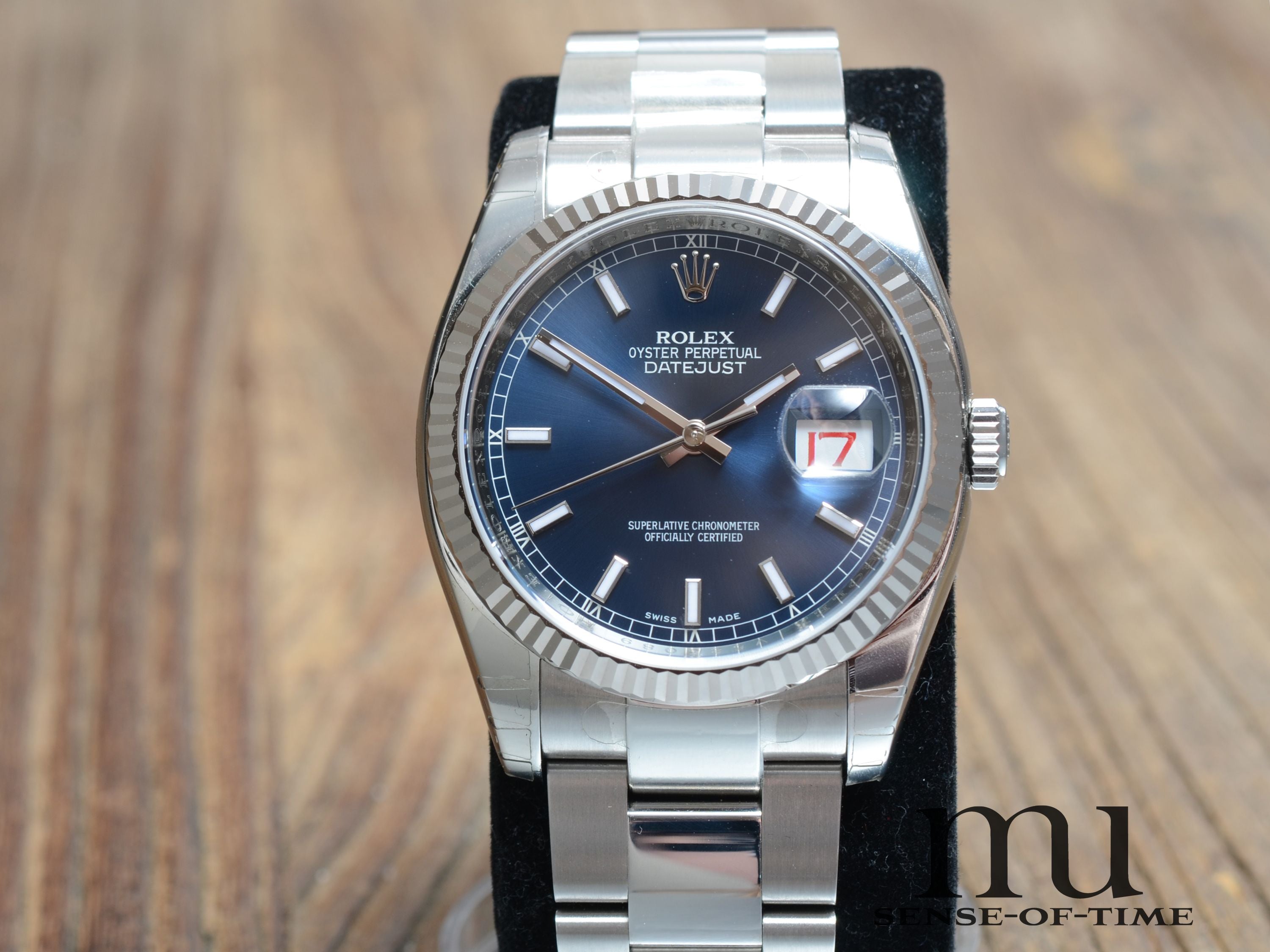 Rolex Datejust 36 Blaues Zifferblatt Oyster NOS Stickers, Ref.: 116234