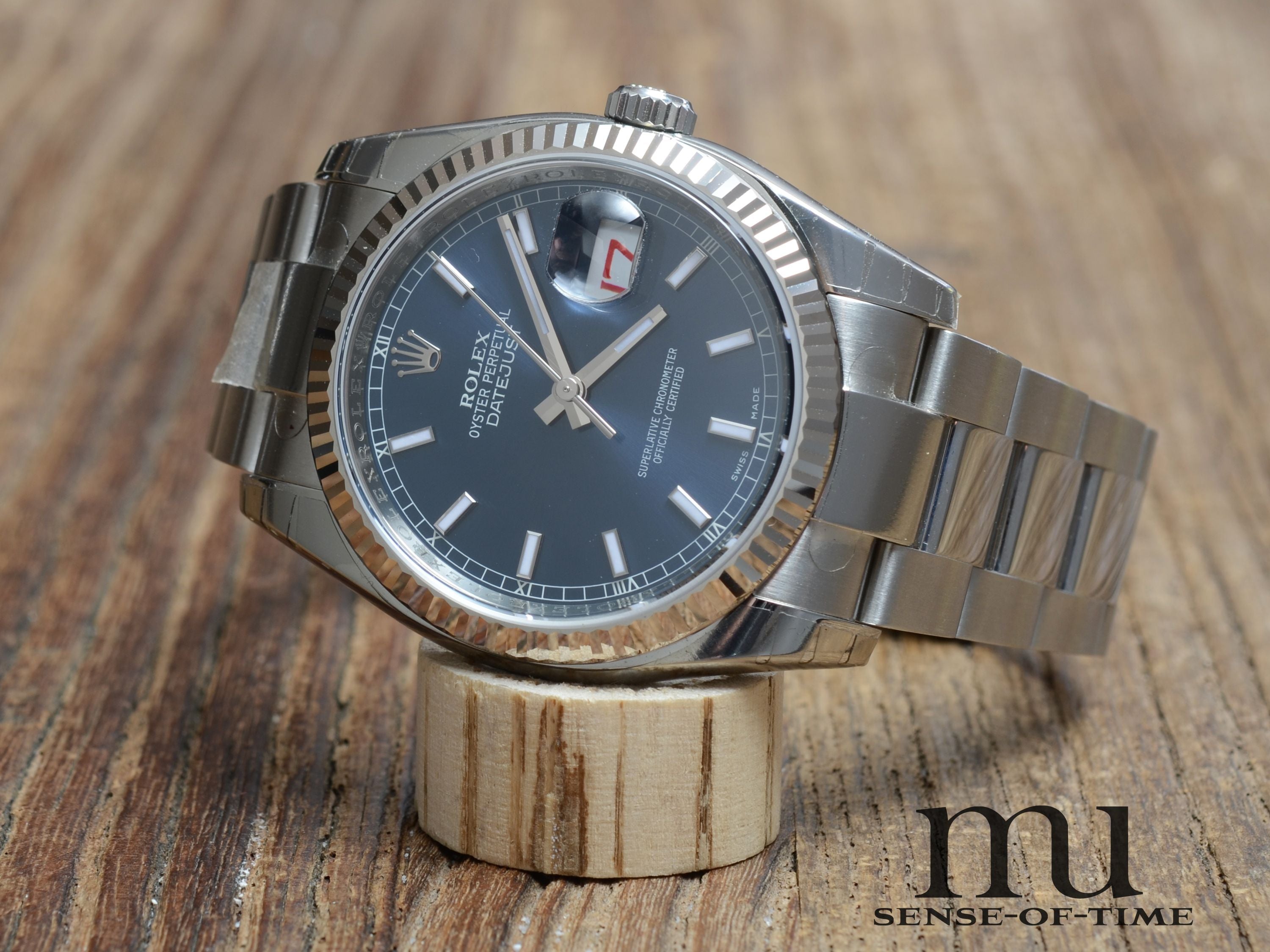 Rolex Datejust 36 Blaues Zifferblatt Oyster NOS Stickers, Ref.: 116234