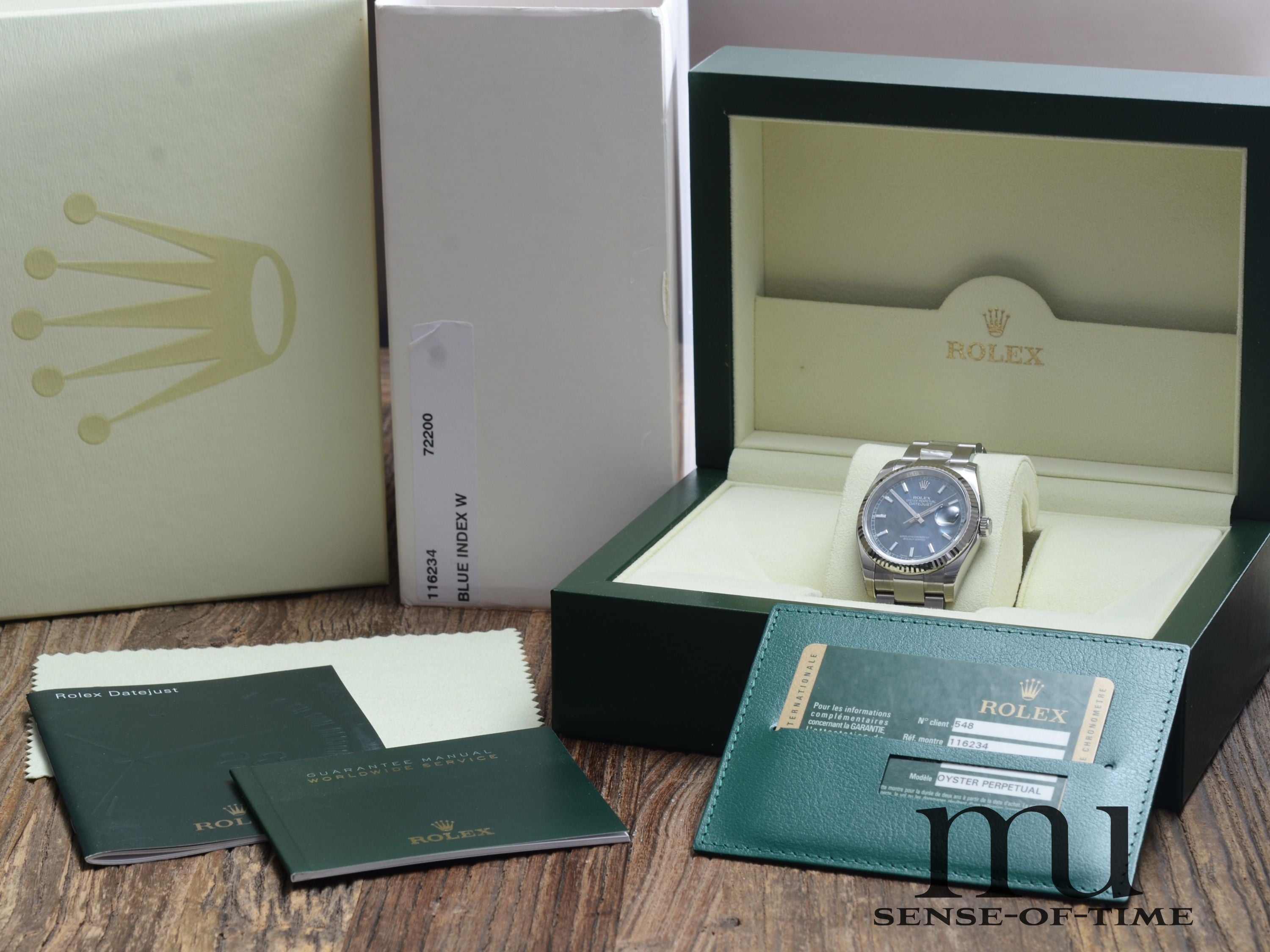 Rolex Datejust 36 Blaues Zifferblatt Oyster NOS Stickers, Ref.: 116234