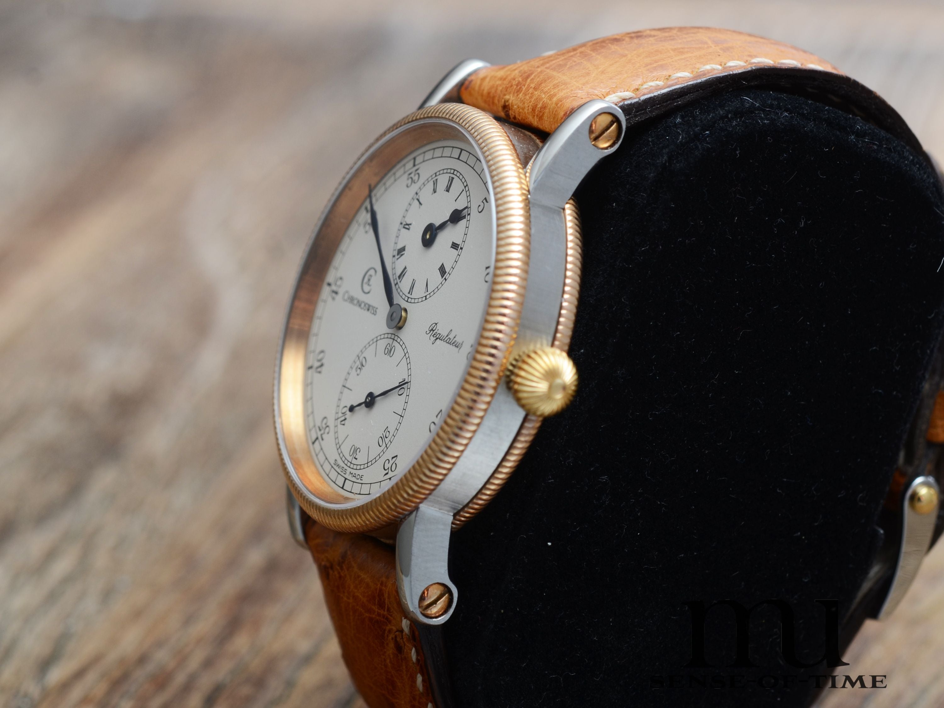 Chronoswiss Regulateur Stahl/Bronze, 1. Serie mit Handaufzug-Kaliber, Ref.: CH6326