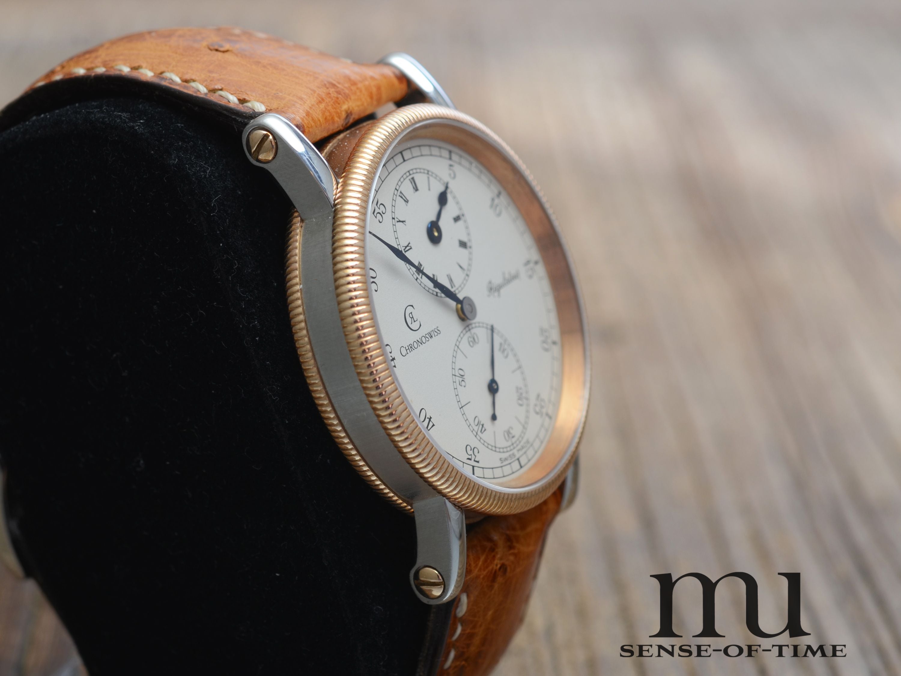 Chronoswiss Regulateur Stahl/Bronze, 1. Serie mit Handaufzug-Kaliber, Ref.: CH6326