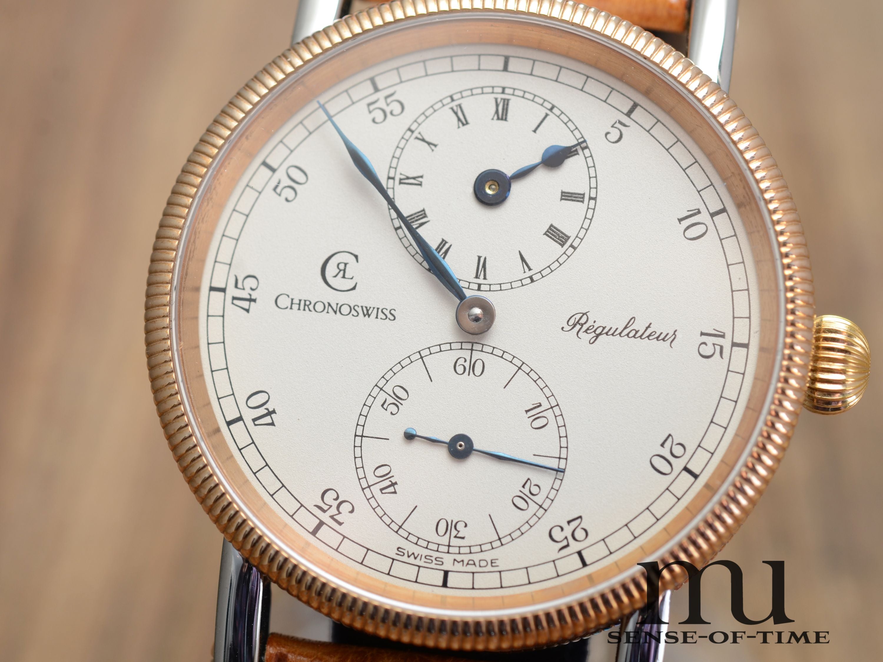 Chronoswiss Regulateur Stahl/Bronze, 1. Serie mit Handaufzug-Kaliber, Ref.: CH6326