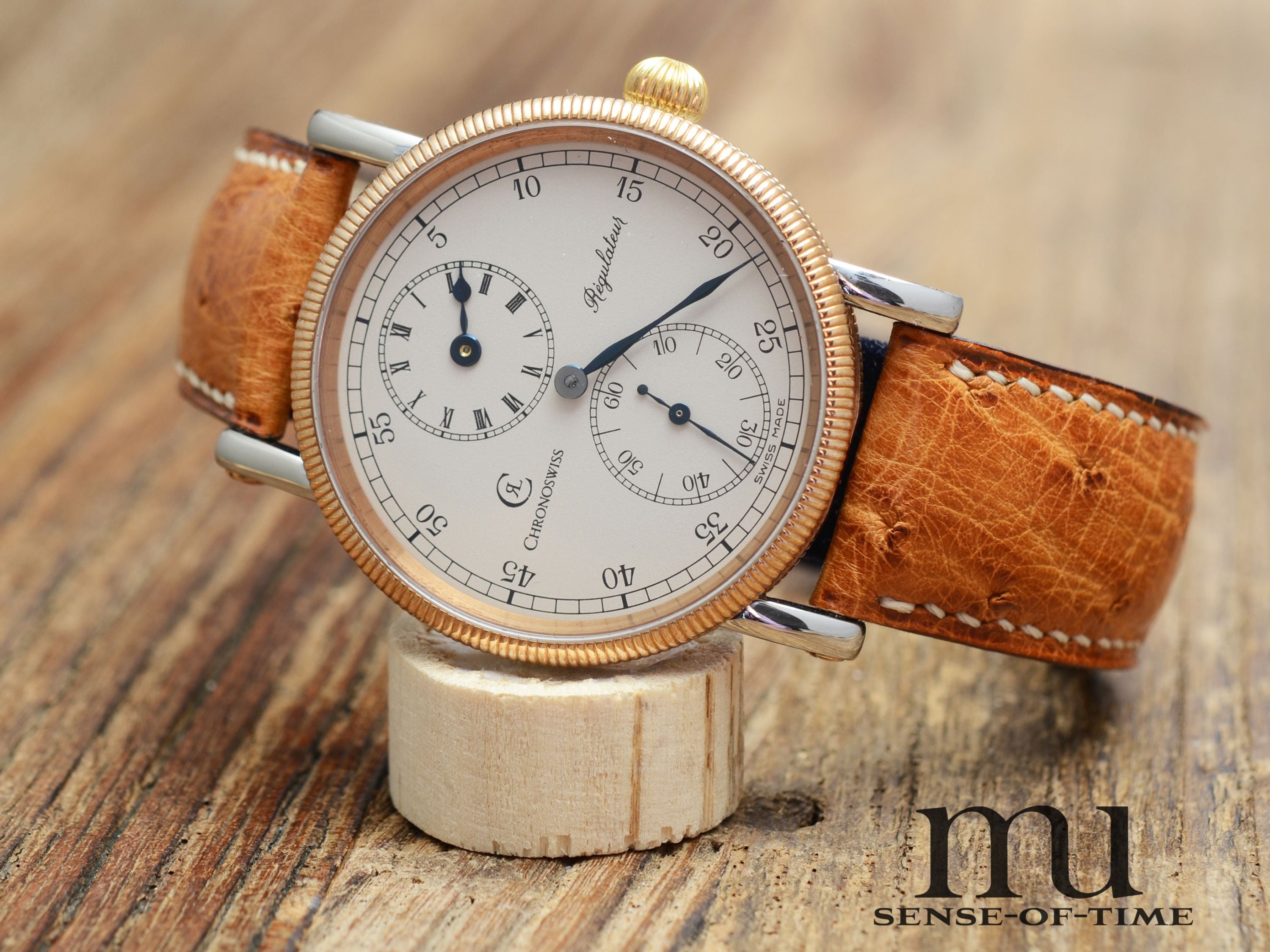 Chronoswiss Regulateur Stahl/Bronze, 1. Serie mit Handaufzug-Kaliber, Ref.: CH6326