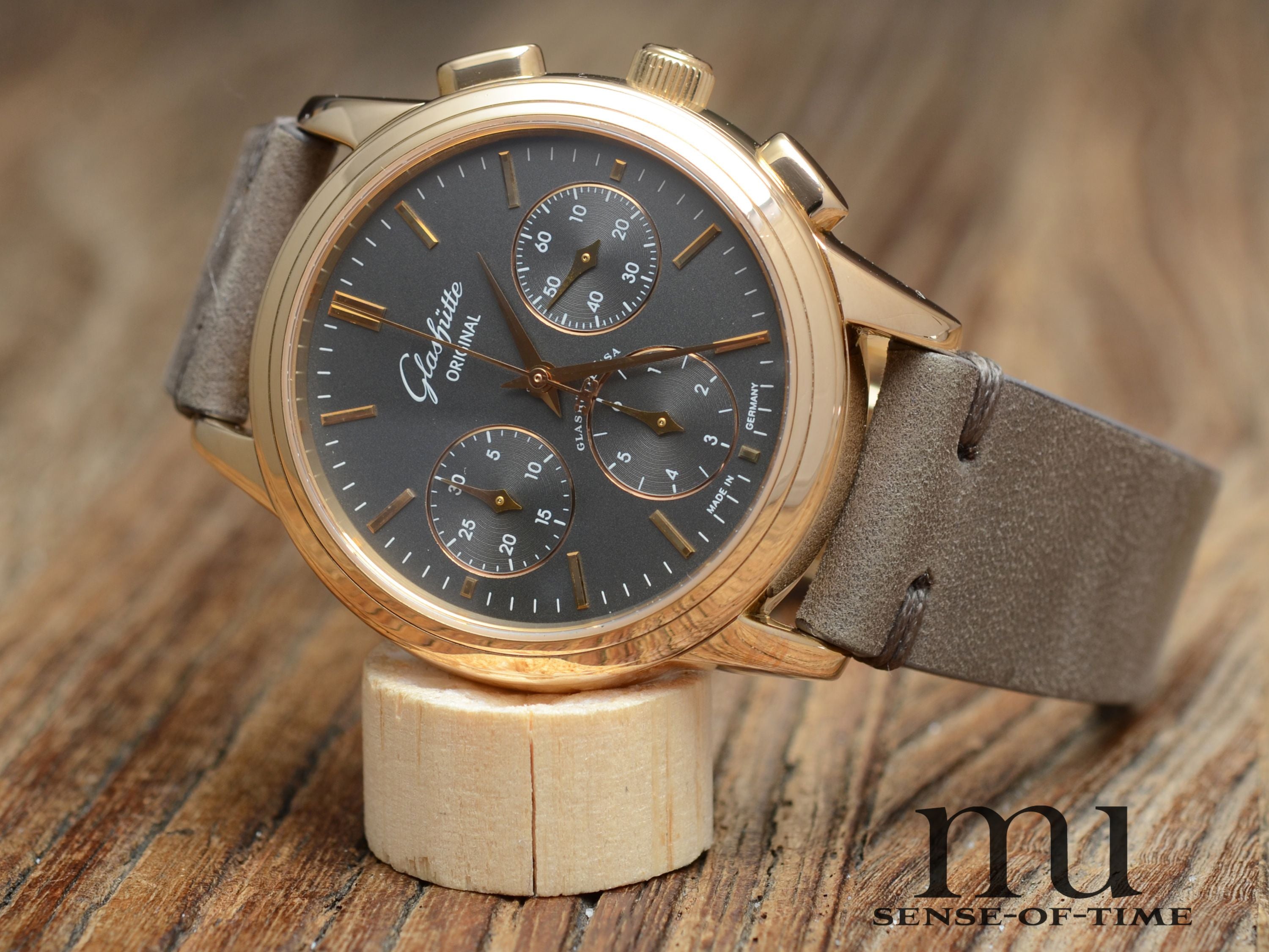 Glashütte Original Senator Chronograph Graues Zifferblatt 18kt Gold, Cal.: 39-31