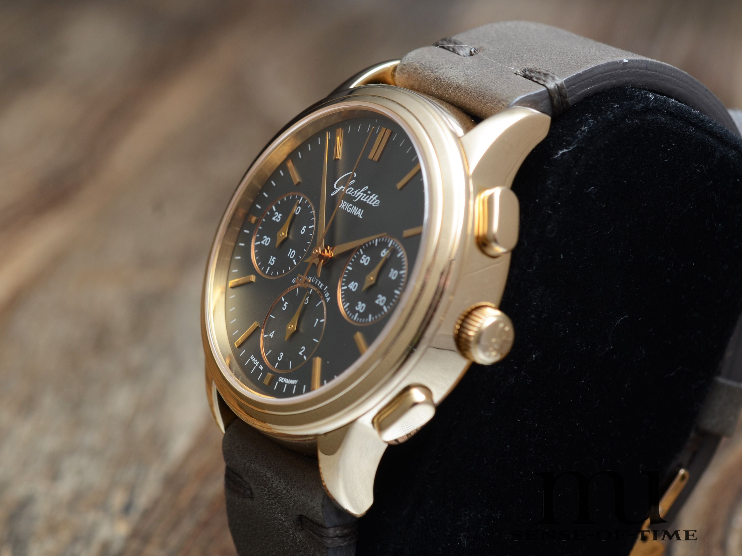 Glashütte Original Senator Chronograph Graues Zifferblatt 18kt Gold, Cal.: 39-31