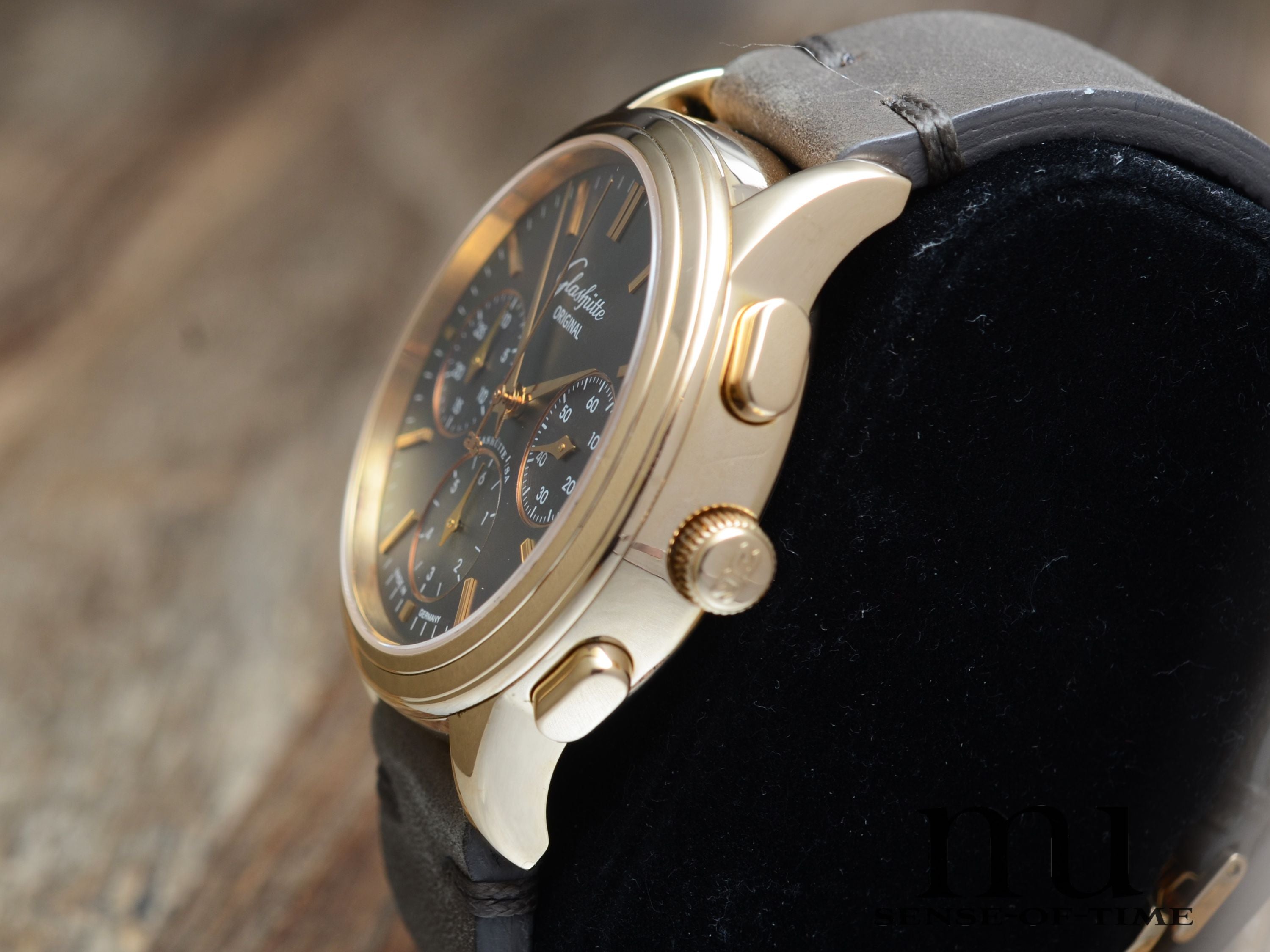 Glashütte Original Senator Chronograph Graues Zifferblatt 18kt Gold, Cal.: 39-31