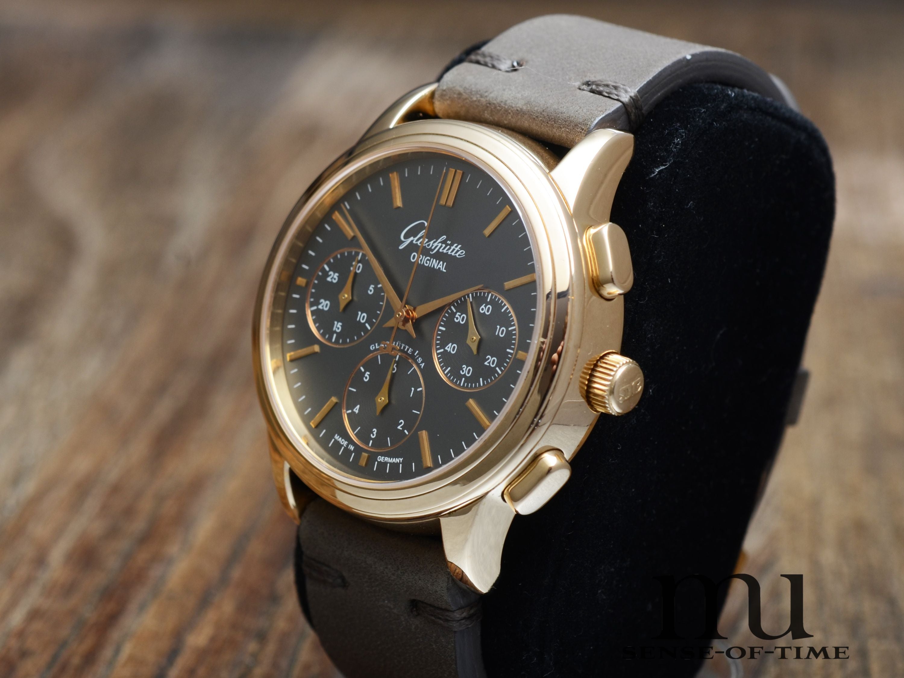 Glashütte Original Senator Chronograph Graues Zifferblatt 18kt Gold, Cal.: 39-31