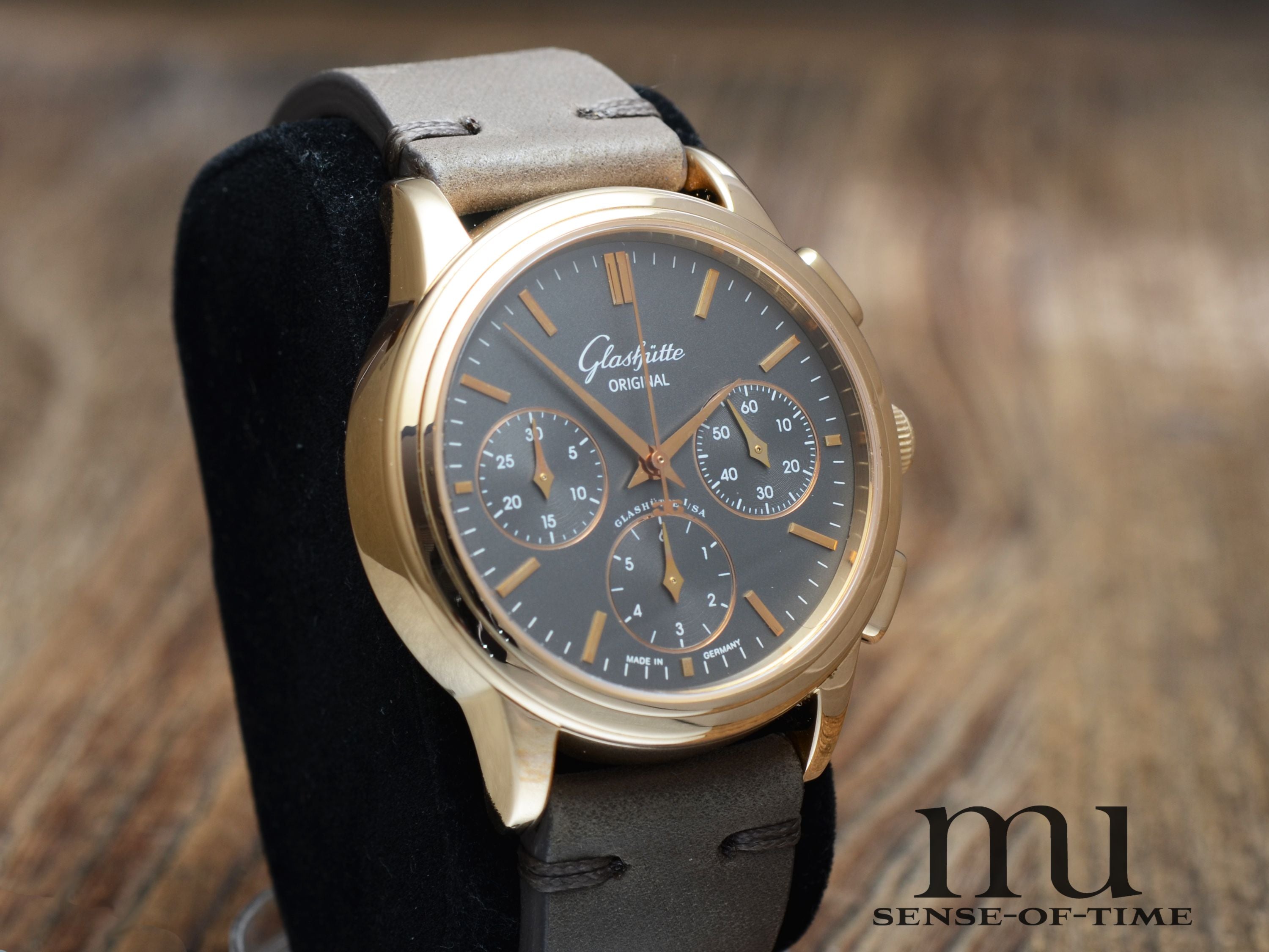 Glashütte Original Senator Chronograph Graues Zifferblatt 18kt Gold, Cal.: 39-31