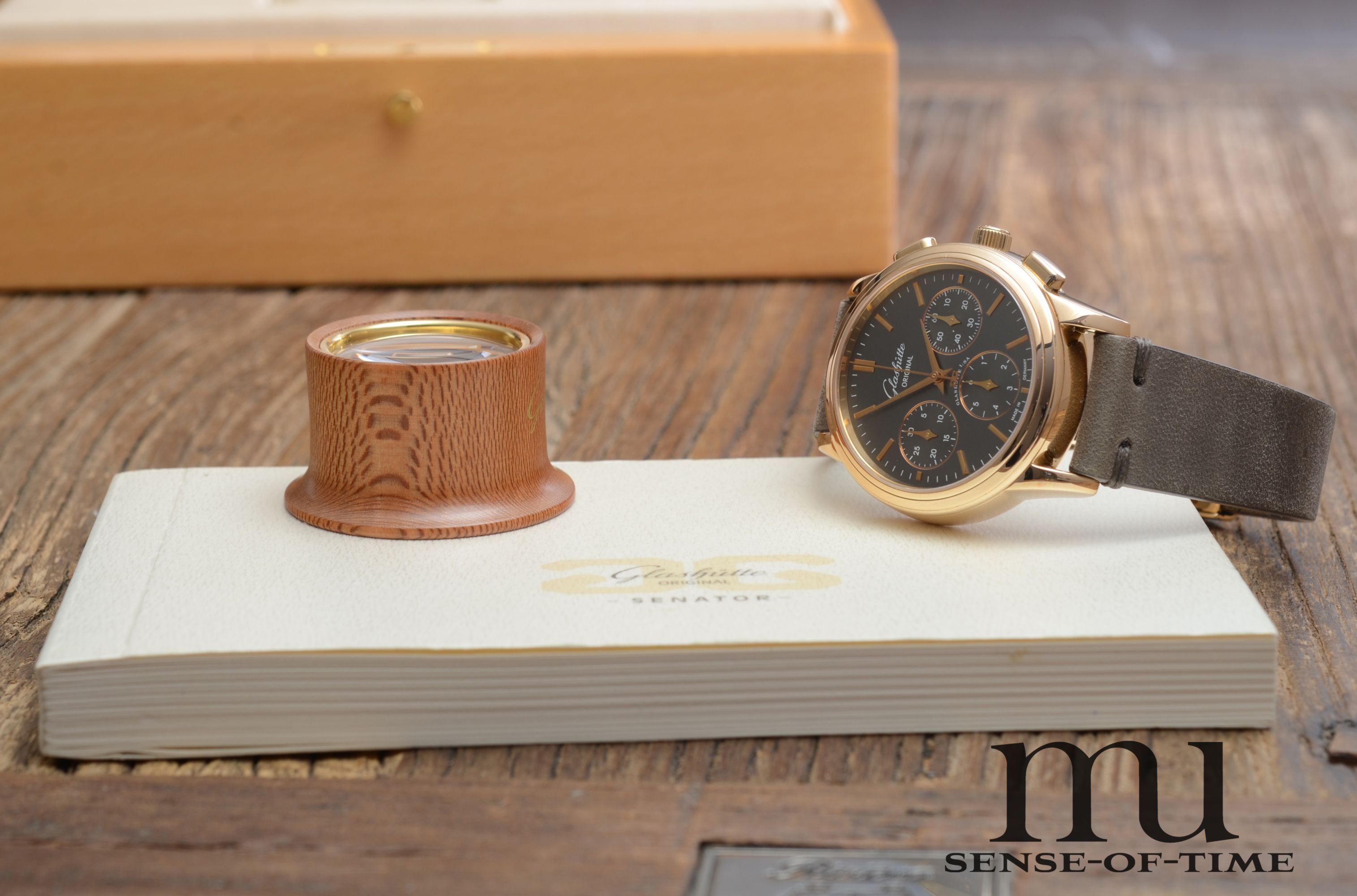 Glashütte Original Senator Chronograph Graues Zifferblatt 18kt Gold, Cal.: 39-31