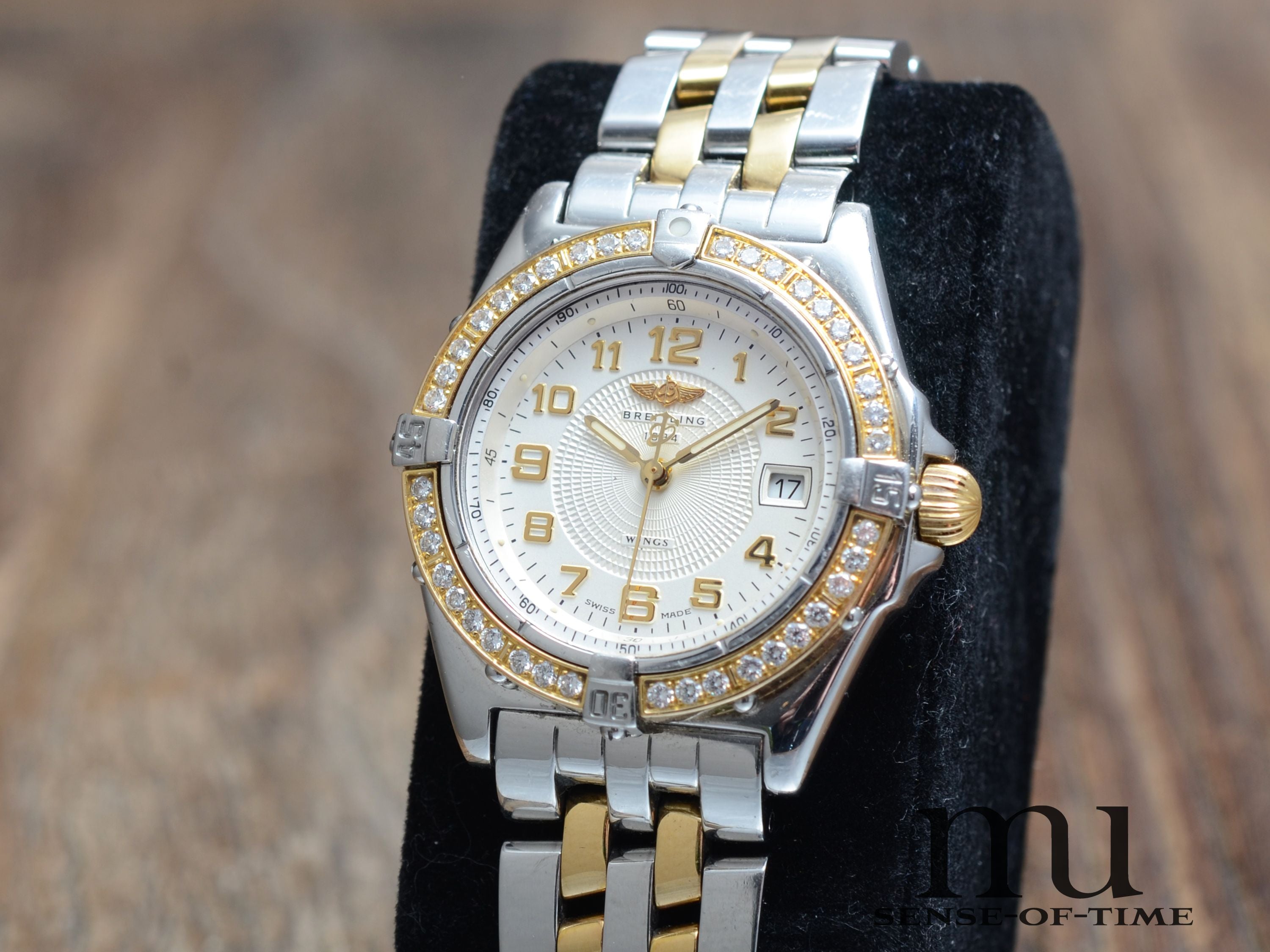 Breitling Lady Chronomat Stahl/Gold mit Brillant-Lünette im Full Set, Ref.: B67350