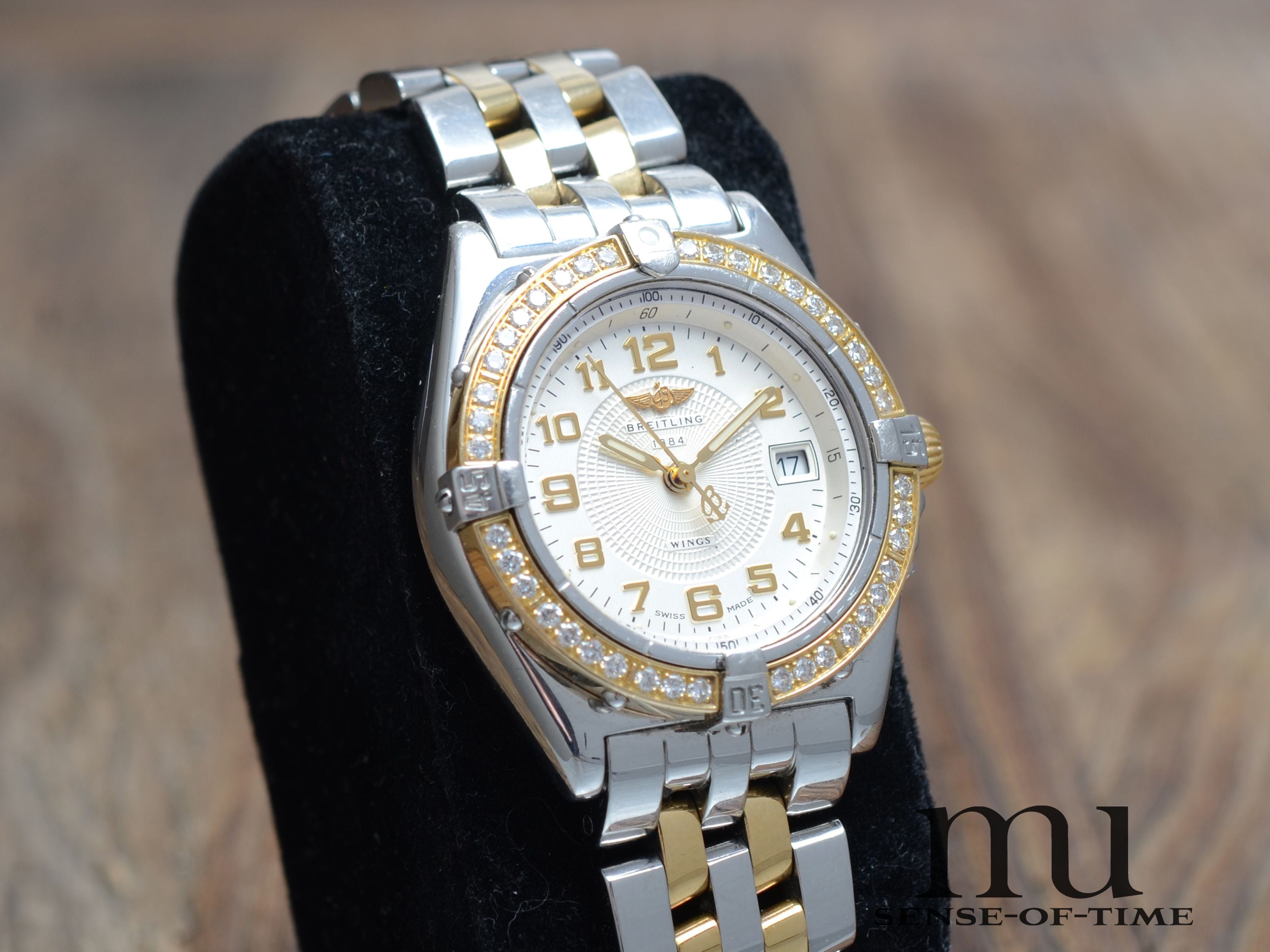 Breitling Lady Chronomat Stahl/Gold mit Brillant-Lünette im Full Set, Ref.: B67350