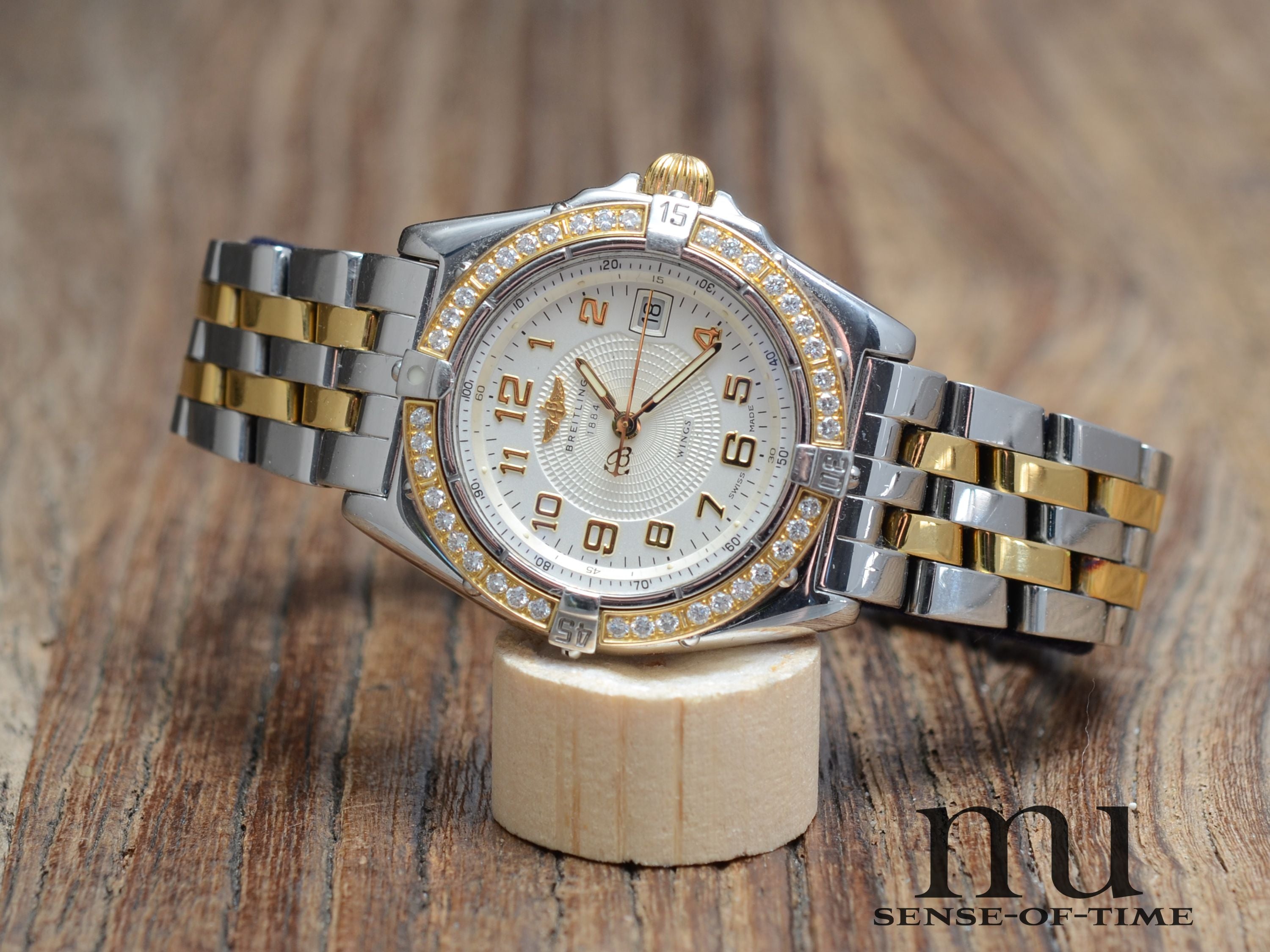 Breitling Lady Chronomat Stahl/Gold mit Brillant-Lünette im Full Set, Ref.: B67350