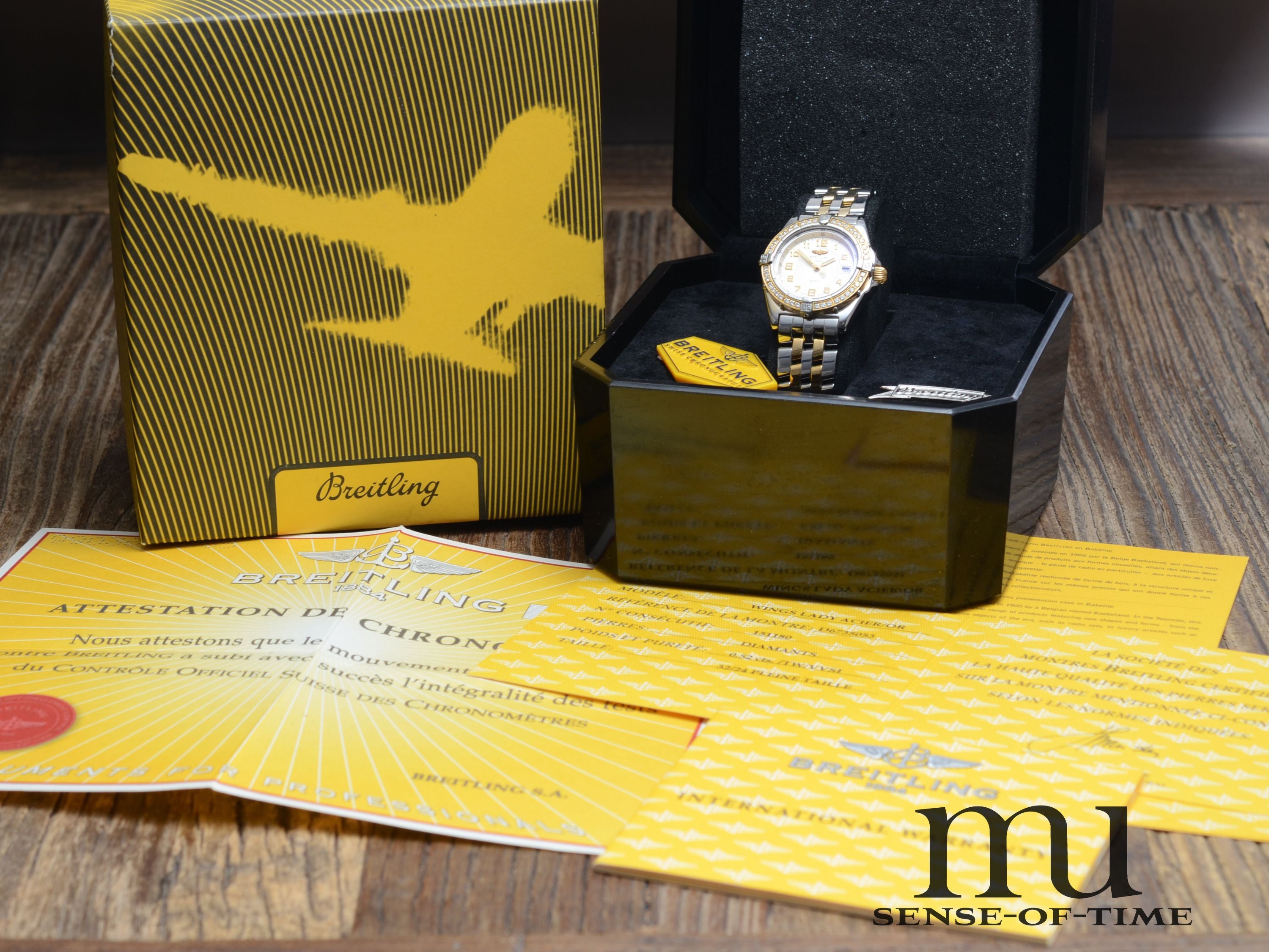 Breitling Lady Chronomat Stahl/Gold mit Brillant-Lünette im Full Set, Ref.: B67350