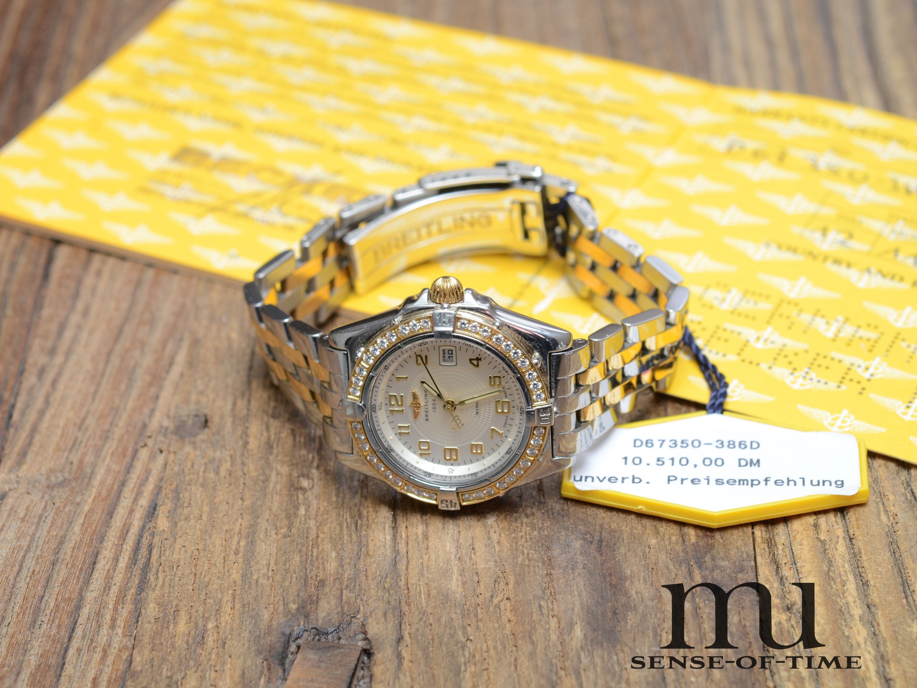 Breitling Lady Chronomat Stahl/Gold mit Brillant-Lünette im Full Set, Ref.: B67350