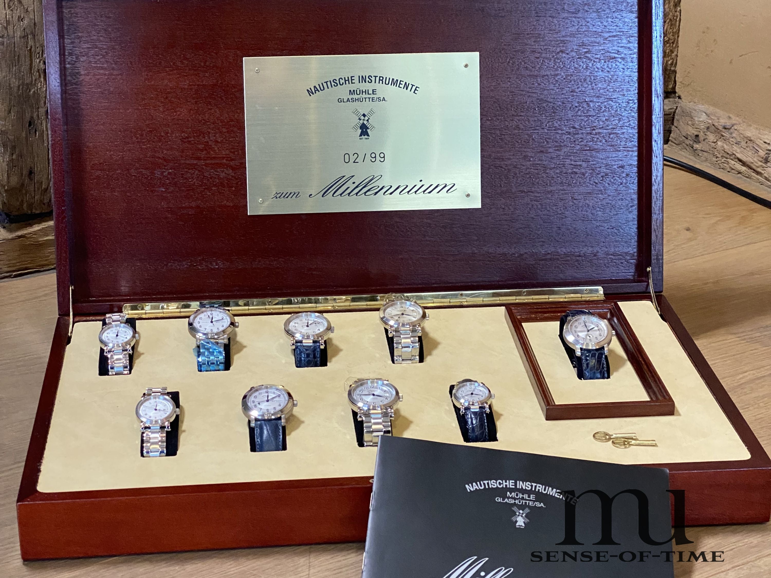 Mühle Millennium Set 2/99 bestehend aus 9 Uhren (1x davon Platin ), Limited Edition, NOS