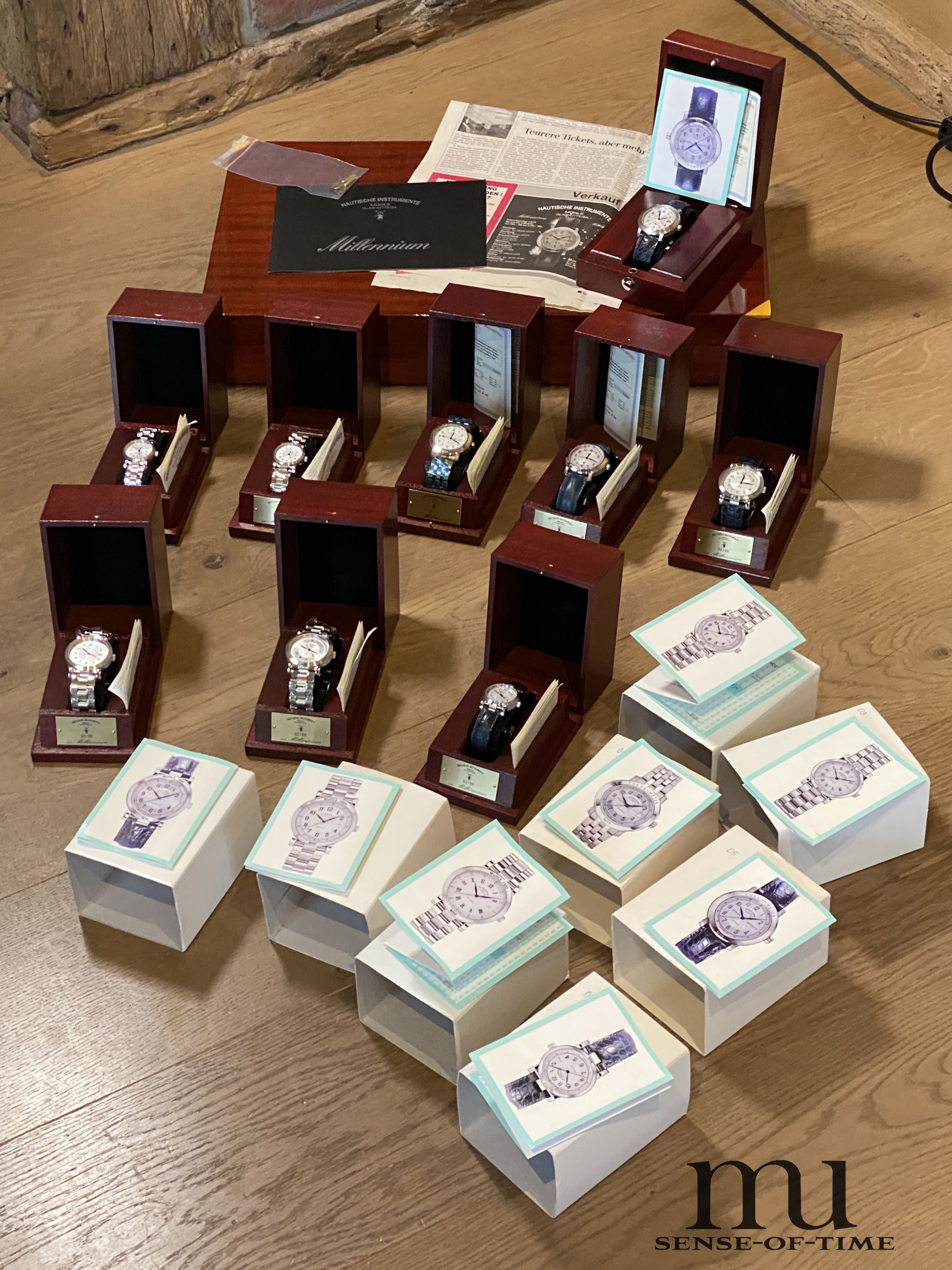 Mühle Millennium Set 2/99 bestehend aus 9 Uhren (1x davon Platin ), Limited Edition, NOS
