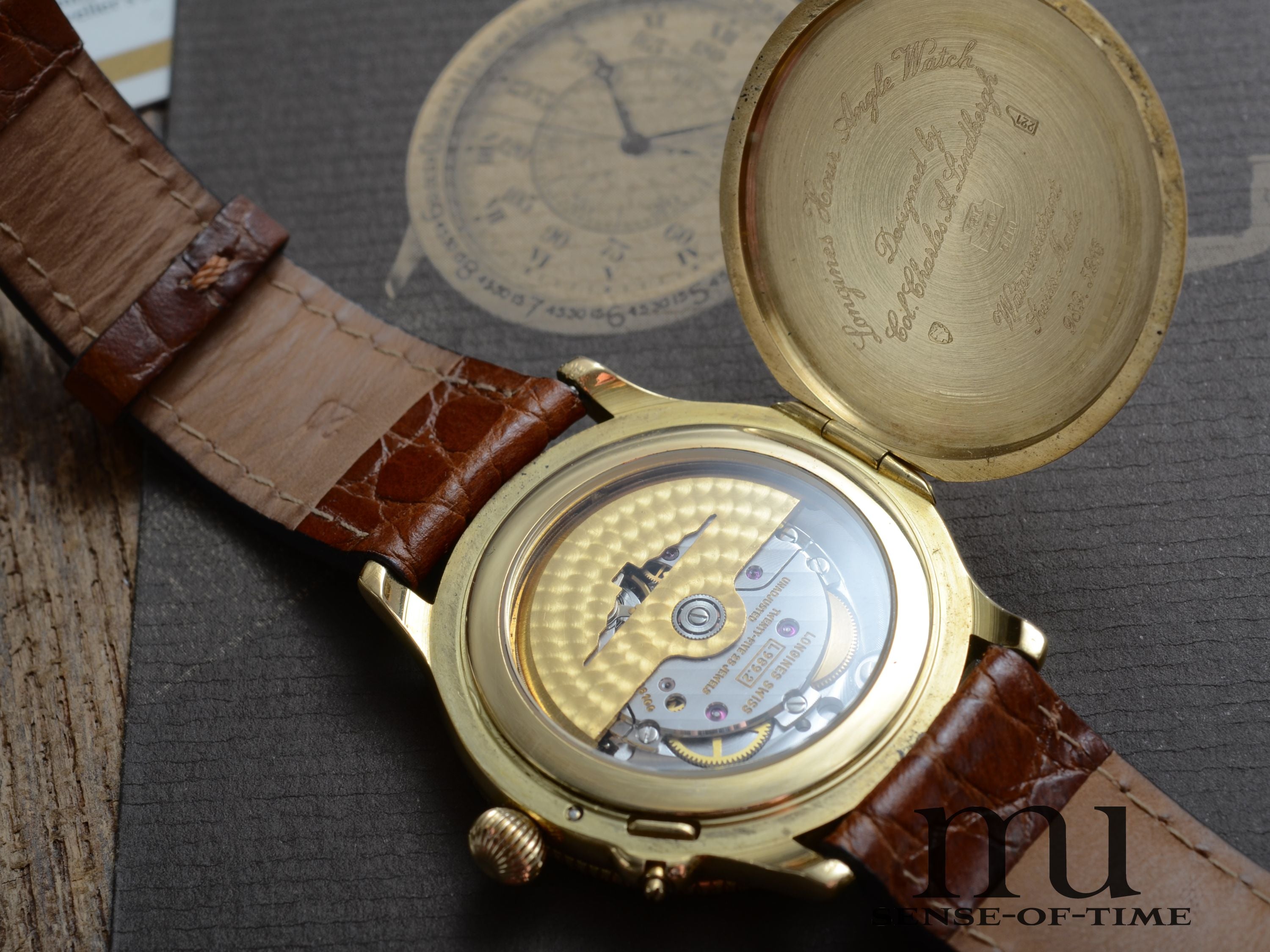 Longines Charles Lindbergh Hour Angle mit Manufaktur-Kaliber in 18kt Gold Full Set