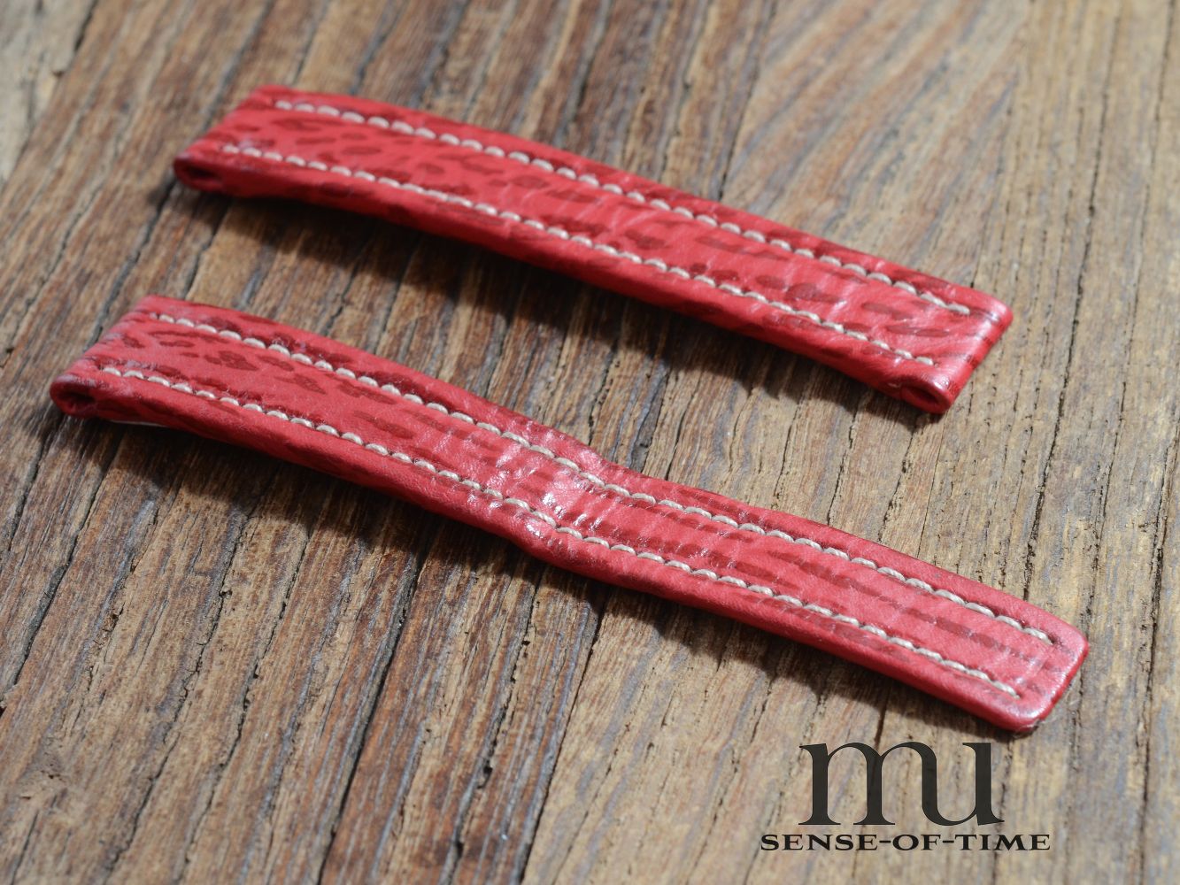 Zubehör: Breitling Lady Haifischlederband, für Faltschließe, rot 15mm, NOS