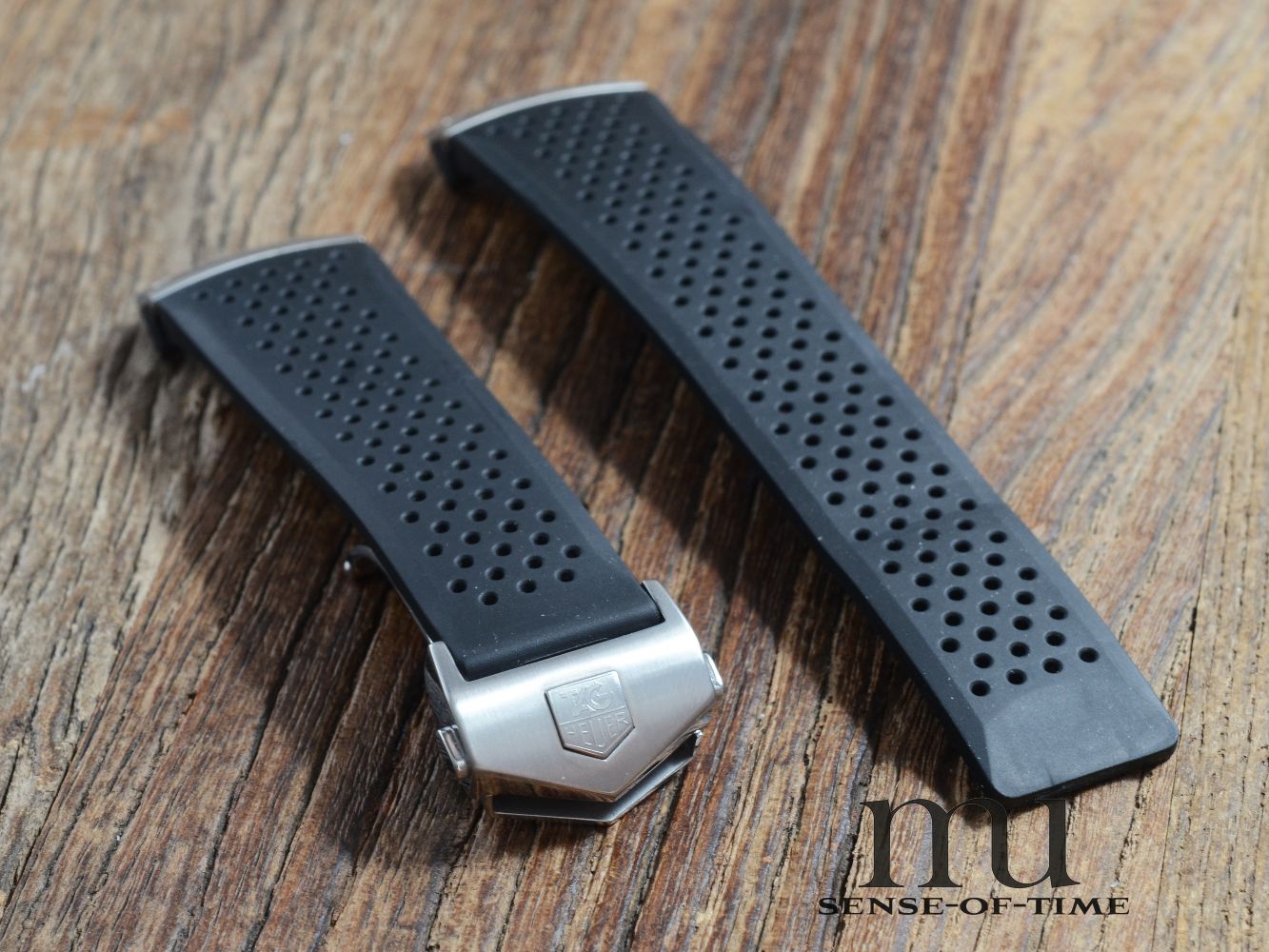 Zubehör: Tag Heuer Kautschukband 22mm, Ref.: FC6019 mit Faltschließe, NOS