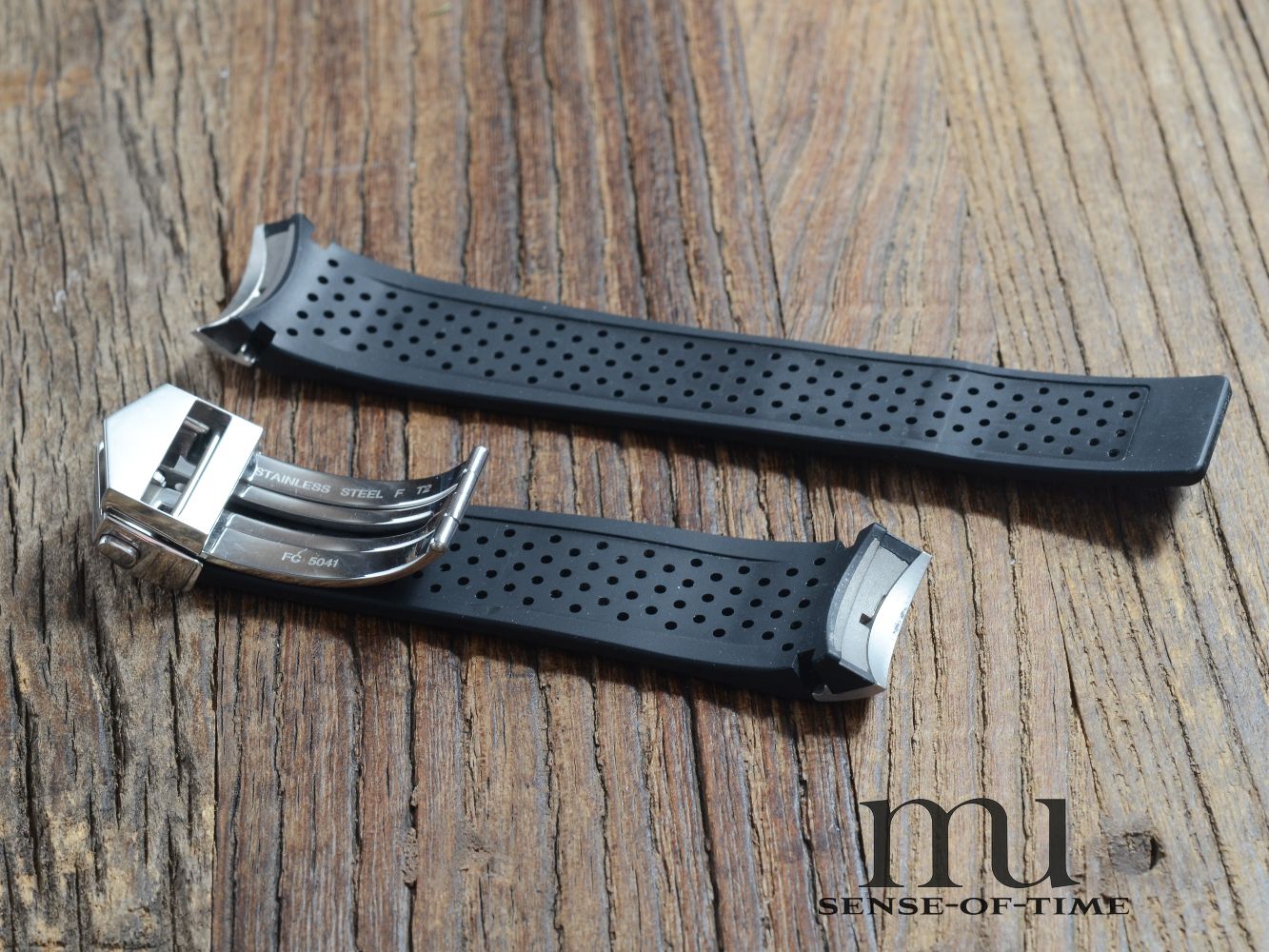 Zubehör: Tag Heuer Kautschukband 22mm, Ref.: FC6019 mit Faltschließe, NOS