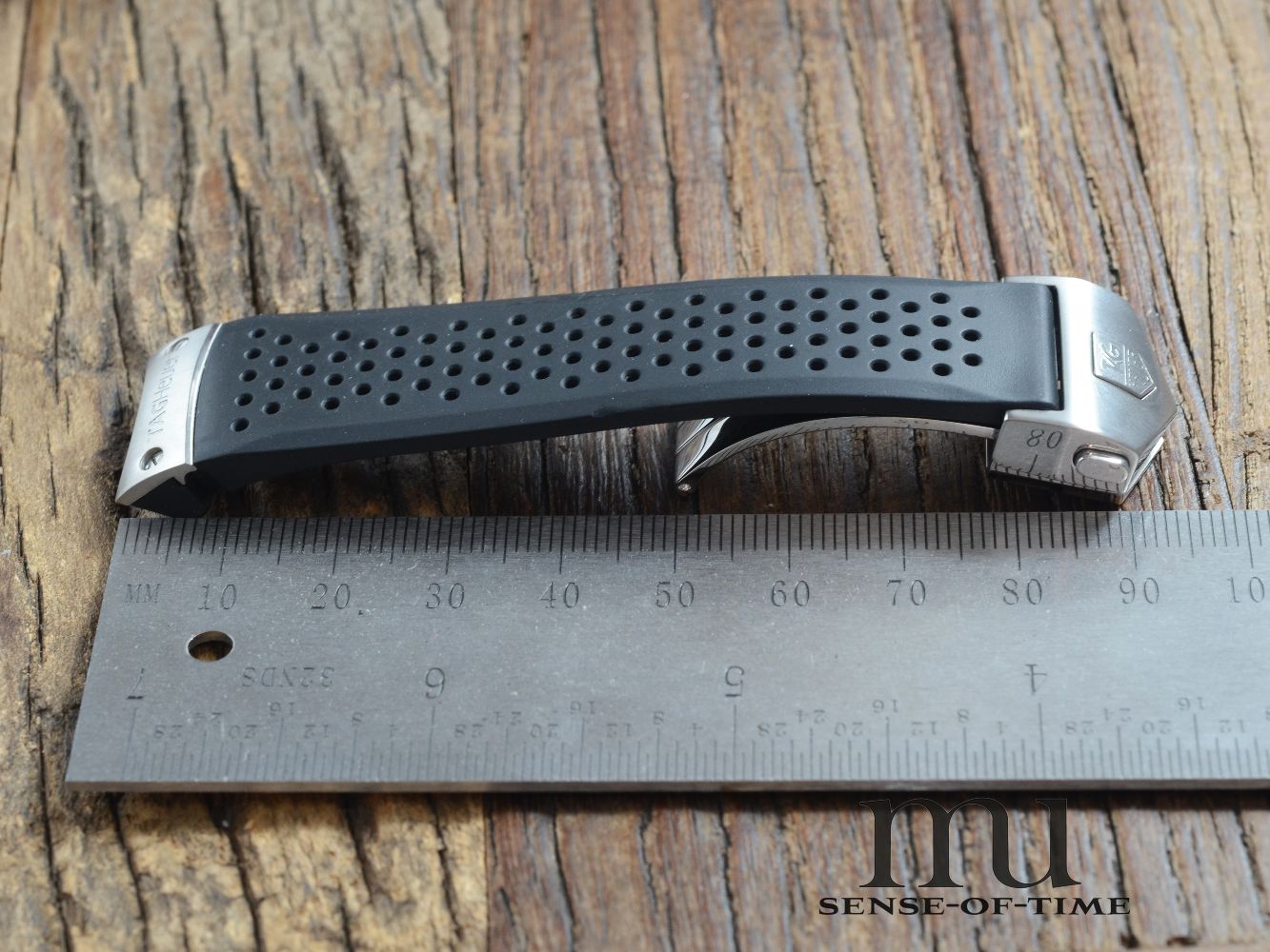 Zubehör: Tag Heuer Kautschukband 22mm, Ref.: FC6019 mit Faltschließe, NOS