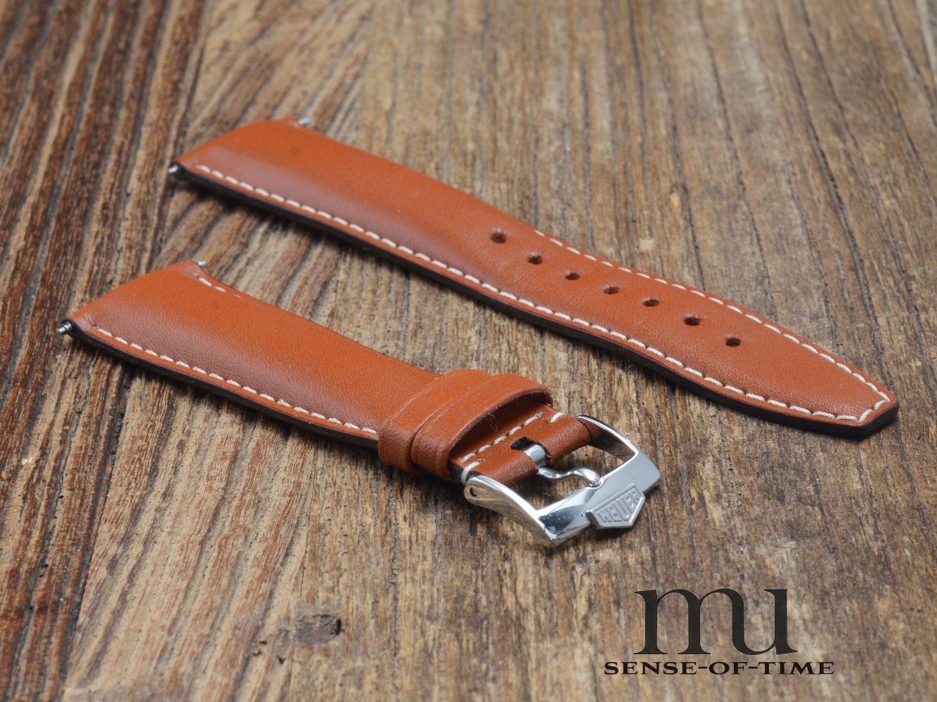 Zubehör: Tag Heuer Lederarmband 22mm, braun, NOS