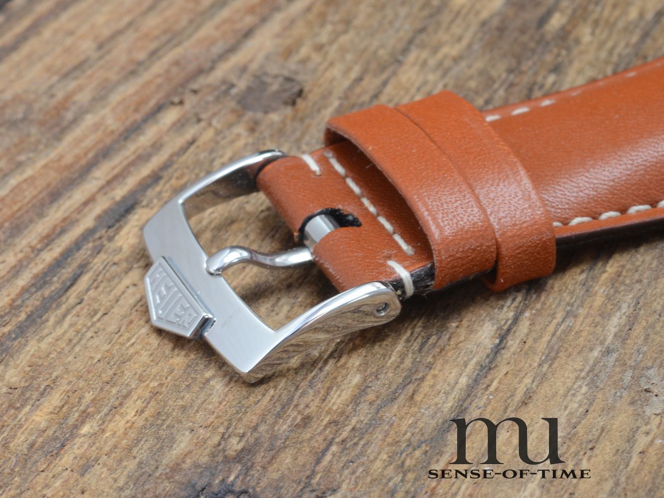 Zubehör: Tag Heuer Lederarmband 22mm, braun, NOS