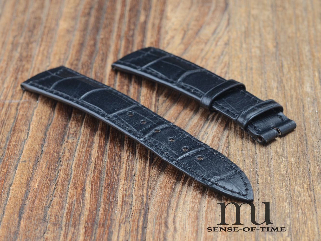 Zubehör: Jaeger leCoultre Krokolederband, schwarz, NOS