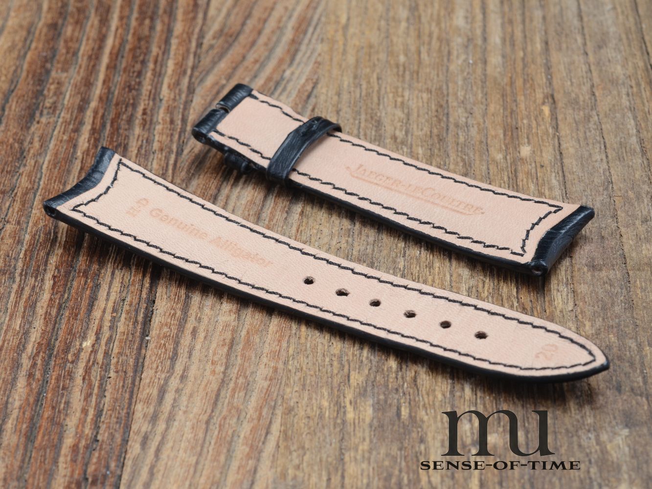 Zubehör: Jaeger leCoultre Krokolederband, schwarz, NOS