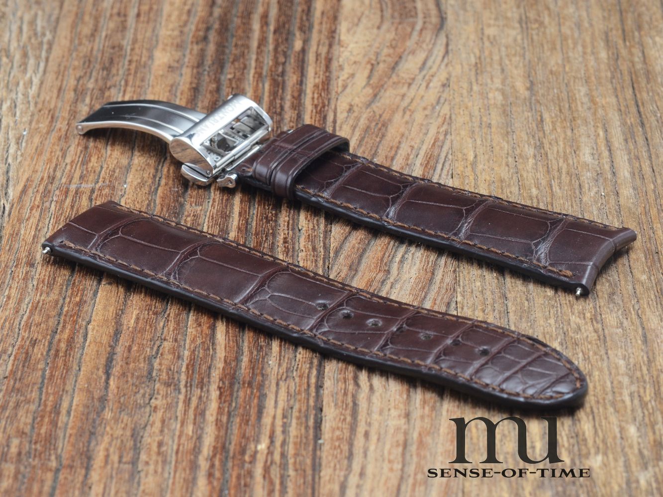 Zubehör: Montblanc Krokolederband mit Faltschließe, braun, 22mm NOS