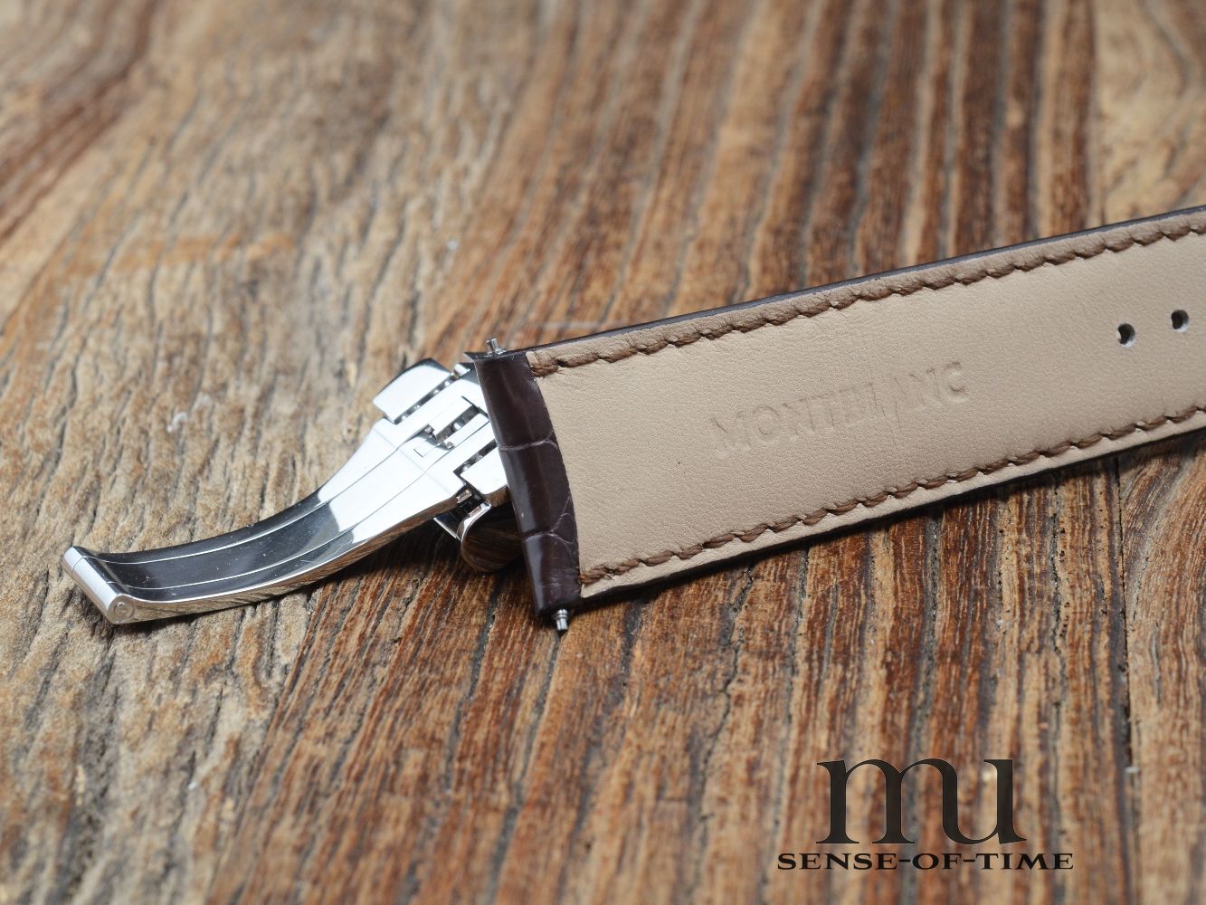 Zubehör: Montblanc Krokolederband mit Faltschließe, braun, 22mm NOS