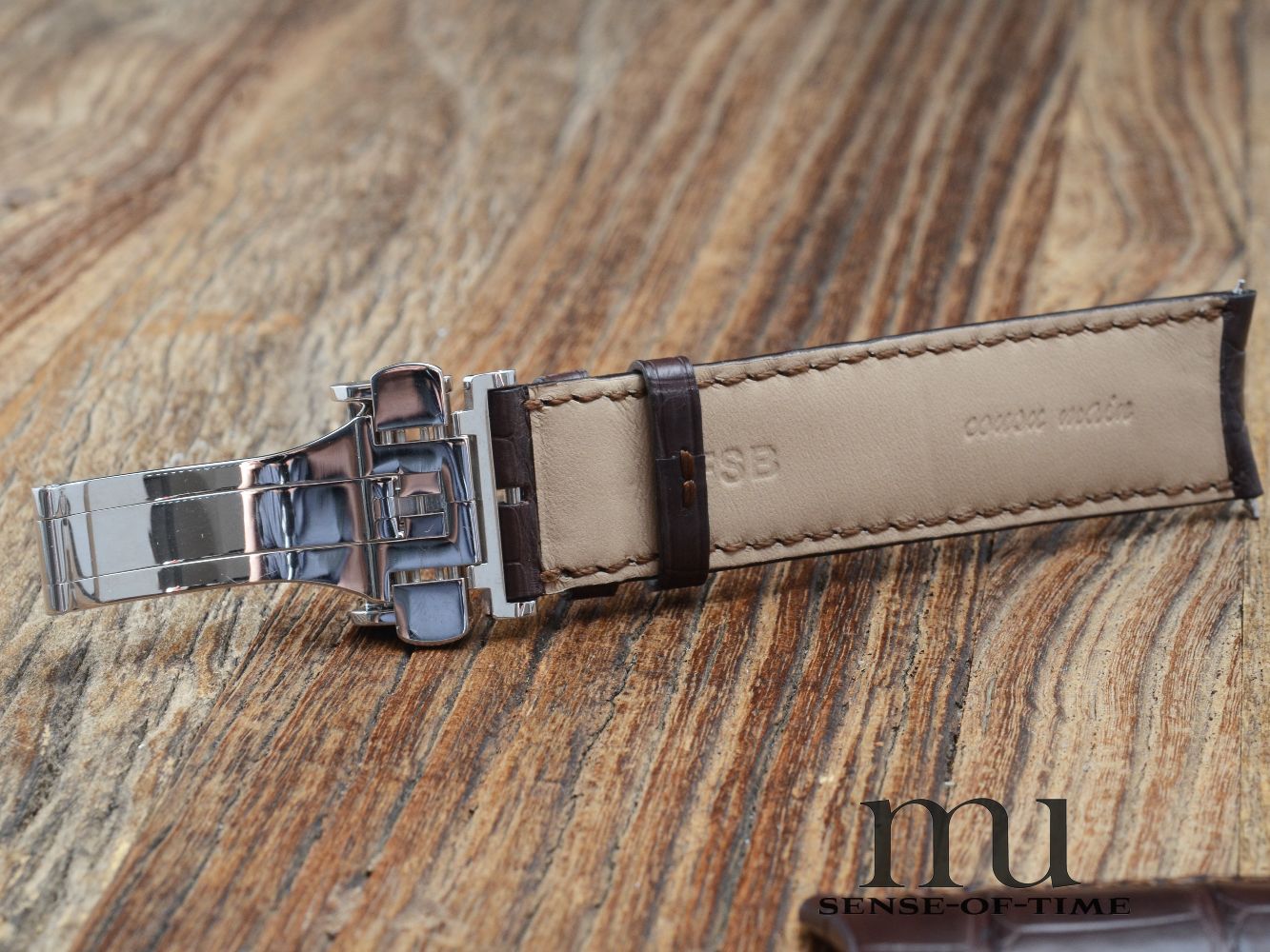 Zubehör: Montblanc Krokolederband mit Faltschließe, braun, 22mm NOS