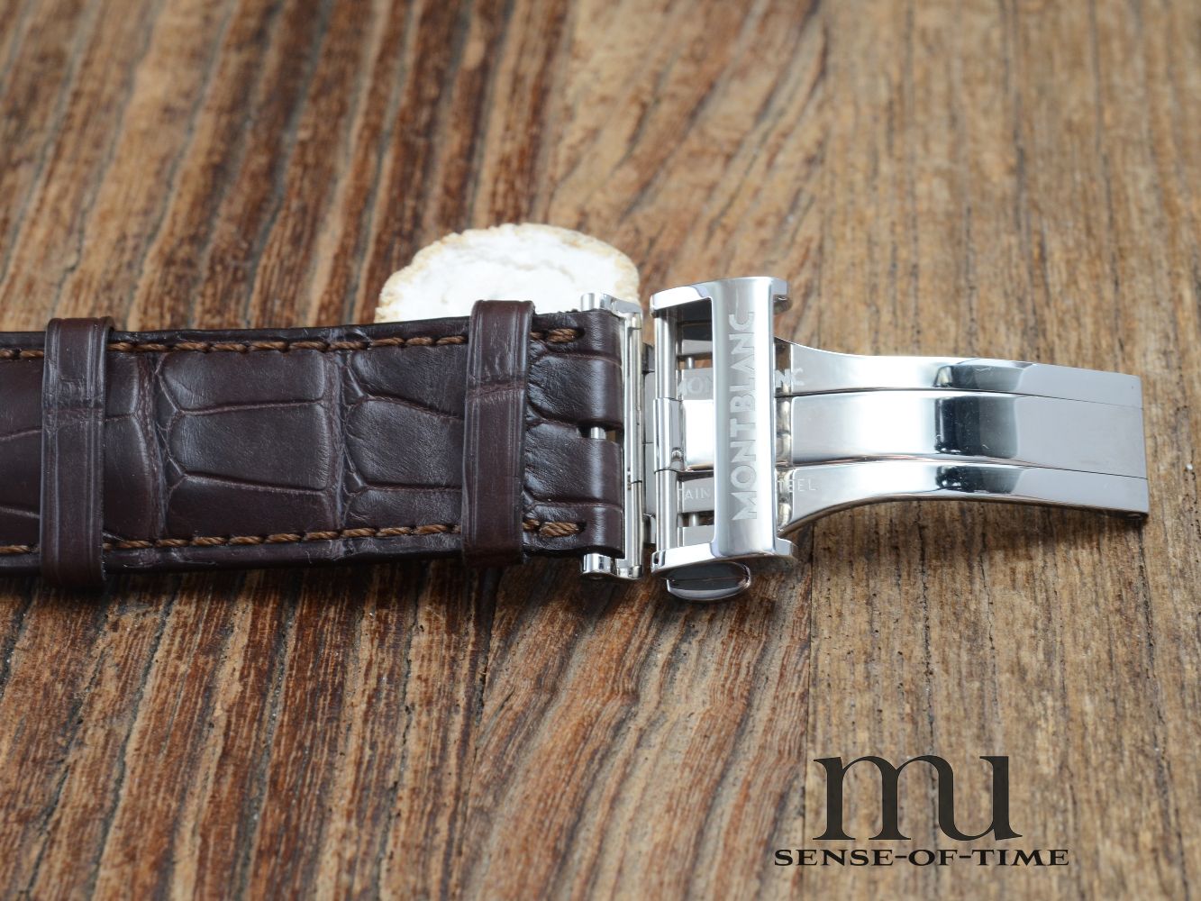 Zubehör: Montblanc Krokolederband mit Faltschließe, braun, 22mm NOS