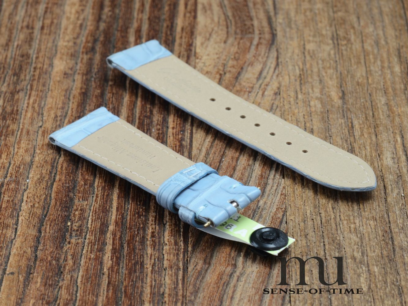 Zubehör: Glashütte Original Krokolederband, Hellblau, 19mm, NOS