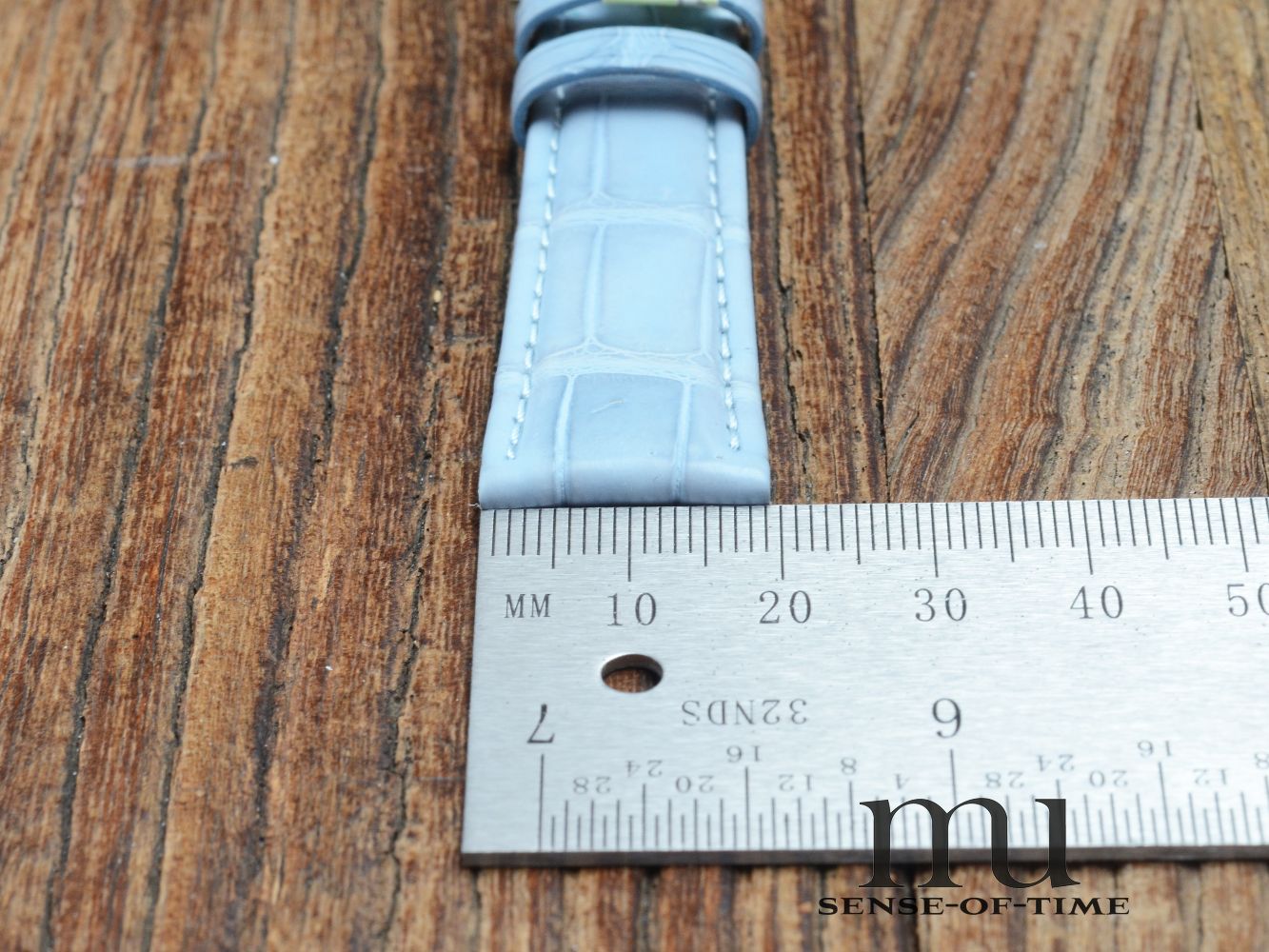 Zubehör: Glashütte Original Krokolederband, Hellblau, 19mm, NOS